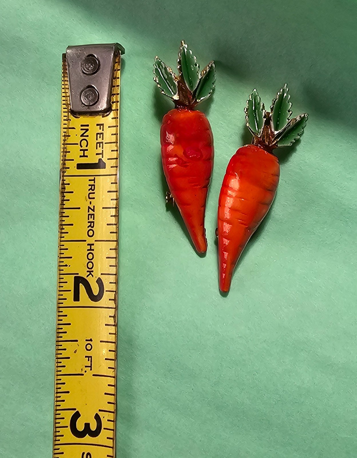 2 Unsigned Original by Robert Gold Orange Enamel Carrot Scatter Pins Brooch Set