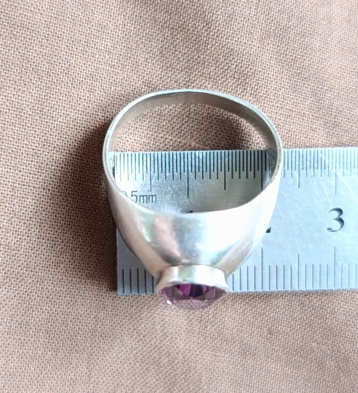 Soviet Silver 875 Ring Size 10.5 Purple Stone 7.19g Vintage USSR – Read Desc