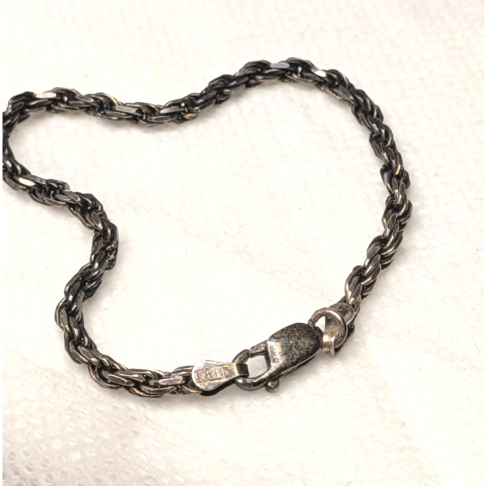 Vintage Italy 925 Sterling Silver Spiga Wheat Chain Bracelet Signed UX 7″