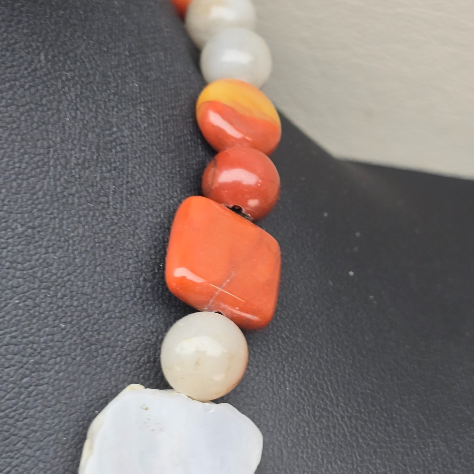 Vintage Bead Necklace Statement Stone Look Agate Style Multicolor 19 Inches