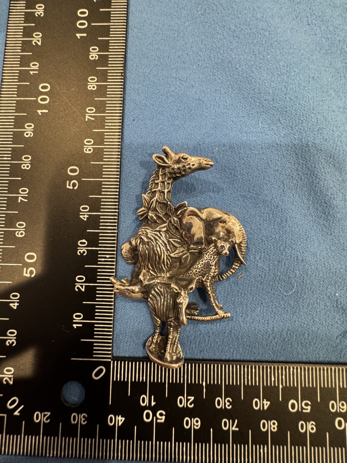 Vintage Mexico Sterling SIlver Animal Safari Pin Brooch:Lion, Zebra, Giraff, ele