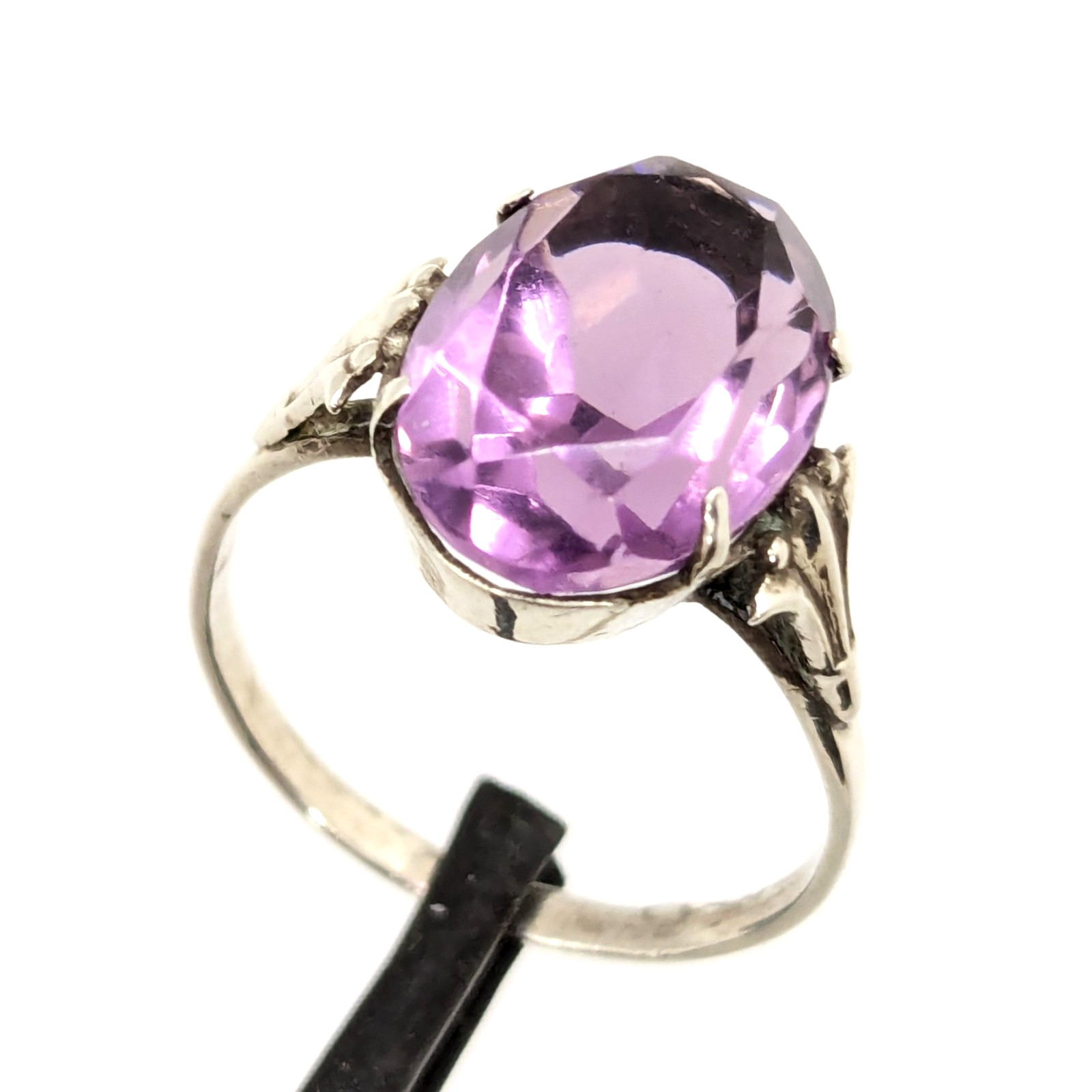 Vintage Soviet RING Silver⭐️875 Star stamp with Amethyst -size: 7US (17mm) | #73