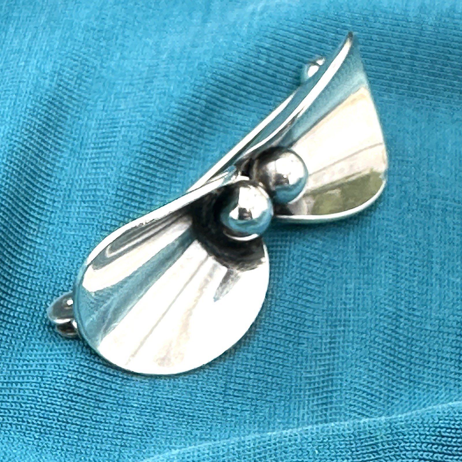 Vintage N.E. From Denmark Sterling Silver Modernist Bow Brooch Pin MCM 925 1.5″