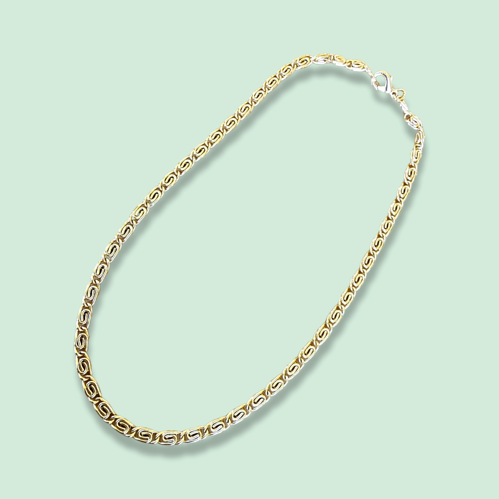 Vintage 18K Gold Plated Snail Chain Necklace (45 cm) – 1980’s – Made in UK