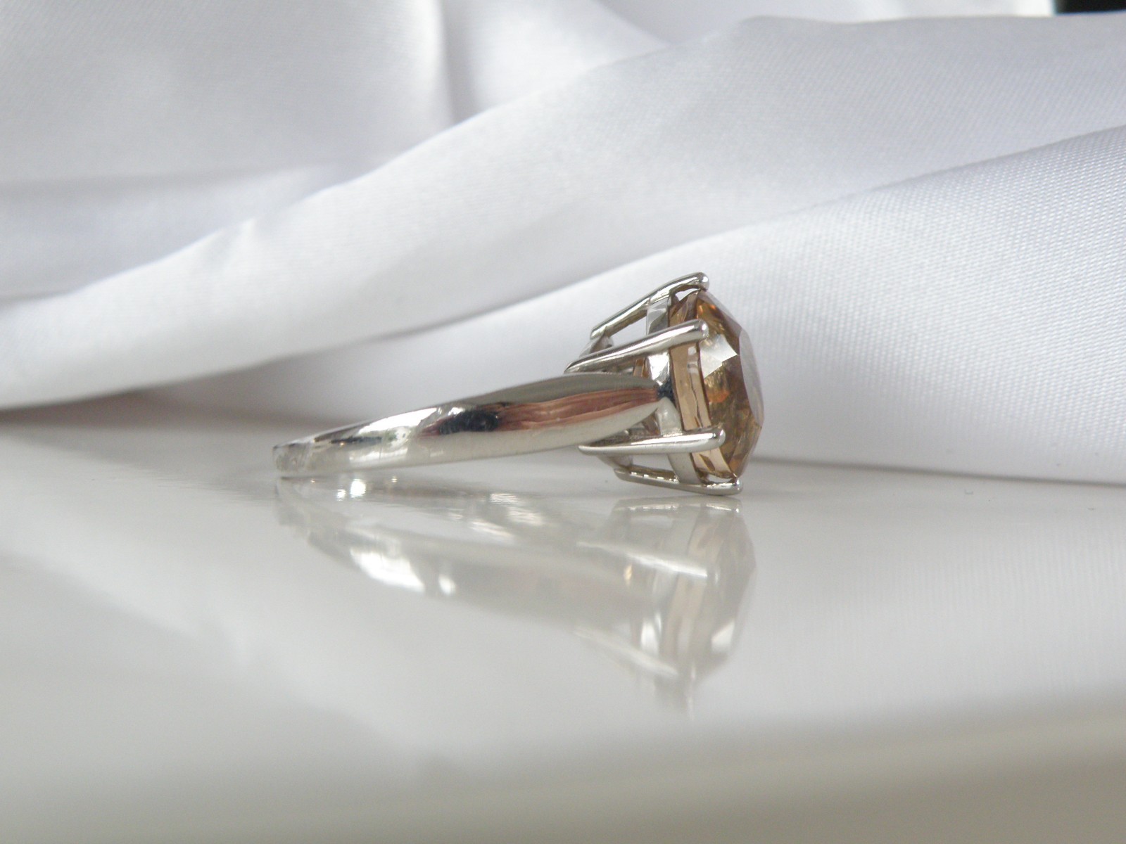 Vintage Sterling Silver 925 Natural Golden Beryl Solitaire Cocktail Ring Size 11