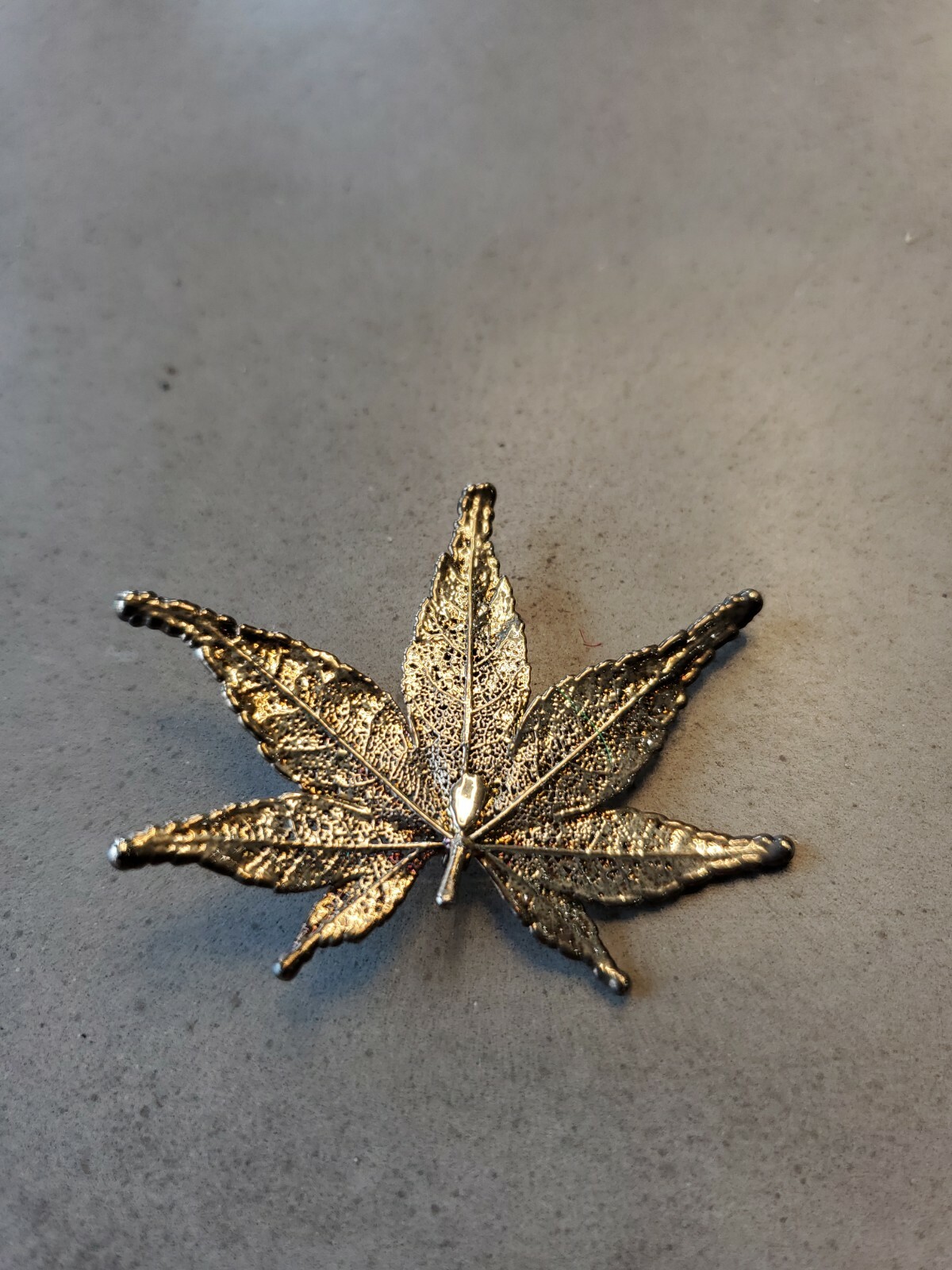 Silver Marijuana Leaf Button, 420, Hemp, Realistic, Pinback, Unique, Rare