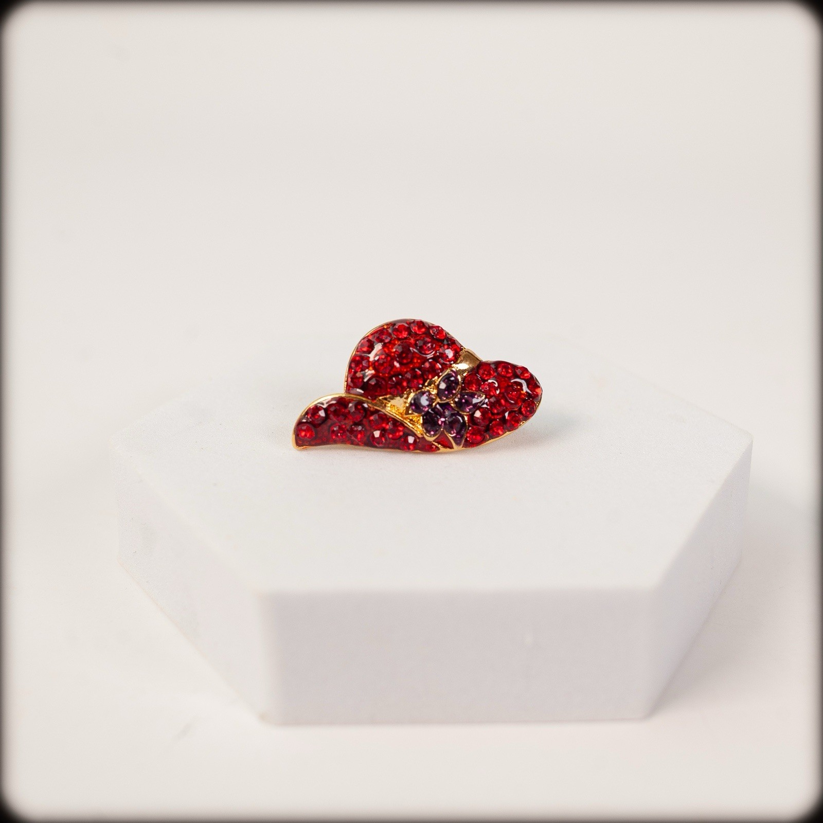 3 pc Brooch Pin Lot Red Hat Society Rhinestone Enamel Costume Jewelry
