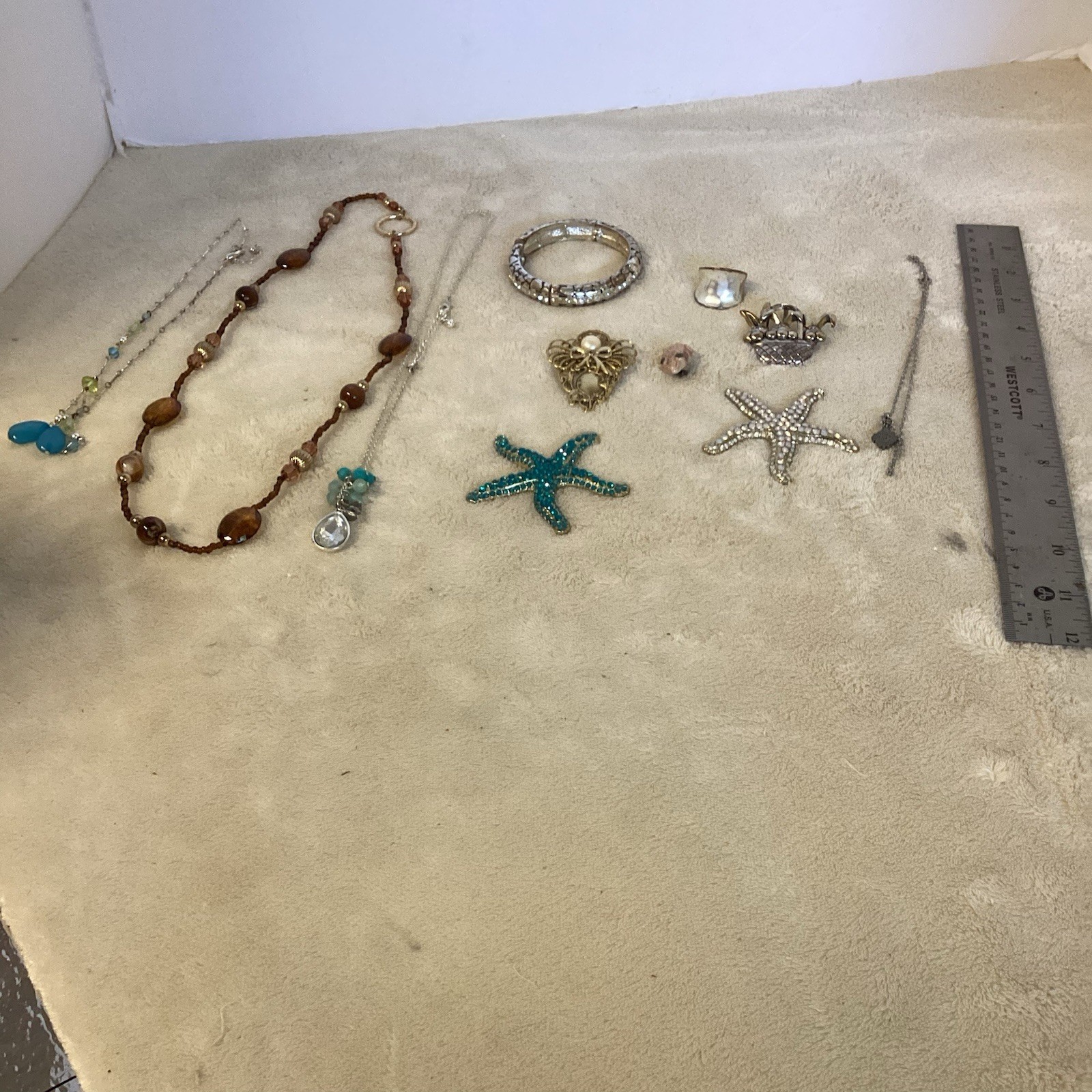 Eclectic Lot Of Costume Jewelry Necklaces, Pendant, Brooch, Ring Bracelet READ