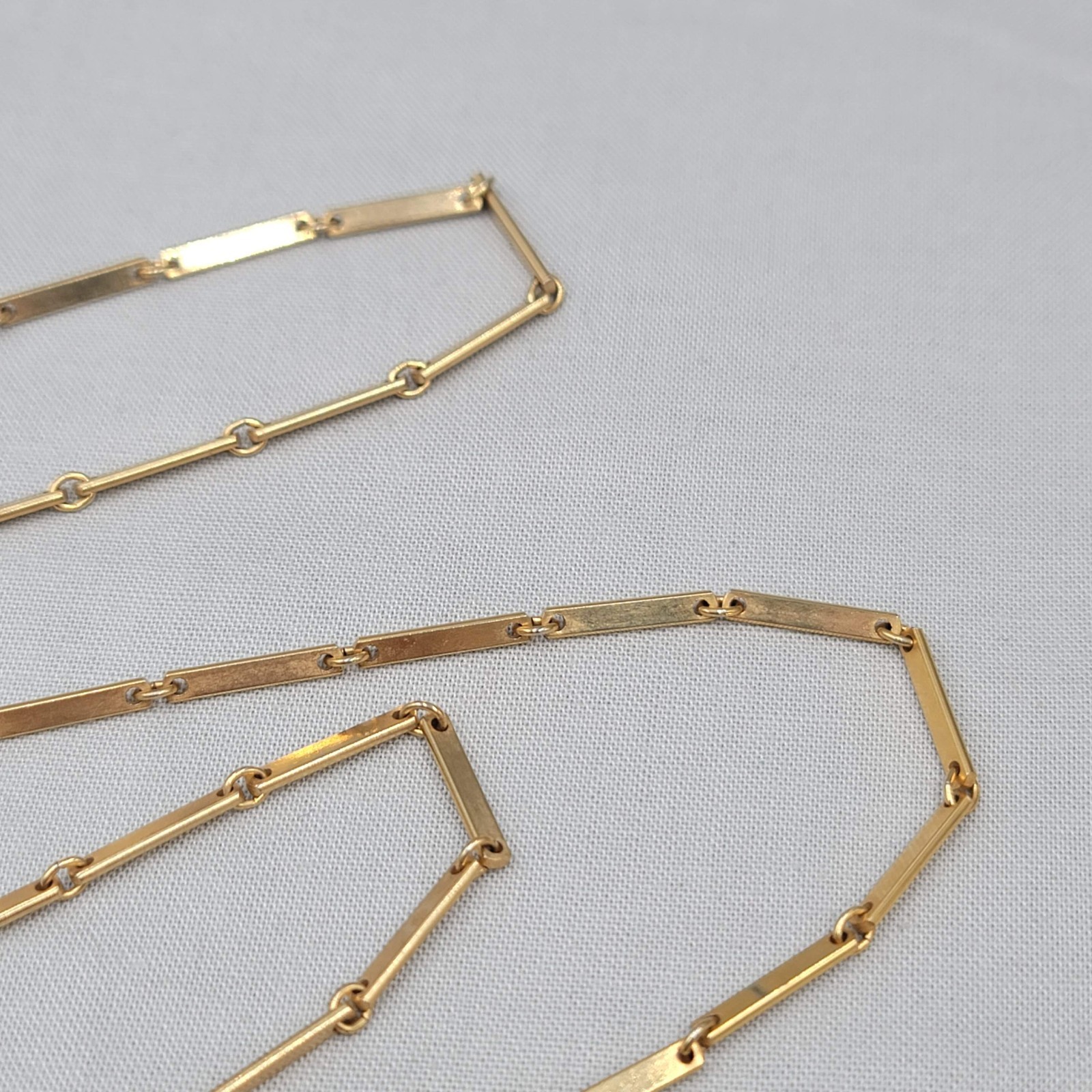Vintage Bar Link Chain Necklace Gold tone Very LONG 84″