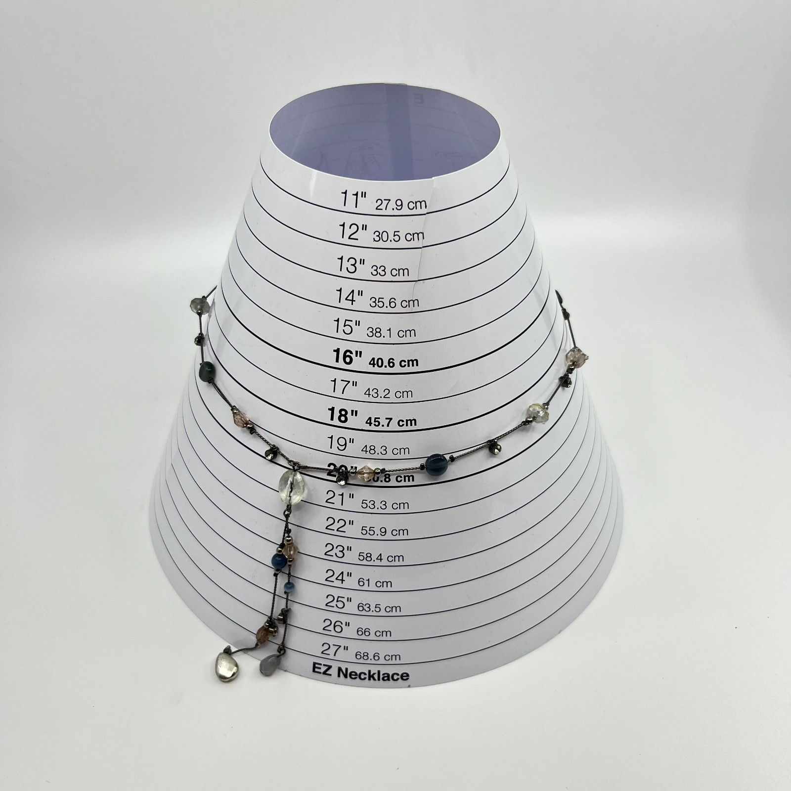Vintage Y2K Gunmetal Blue Beaded Y-Necklace Tassel Drop Boho Aesthetic Classic