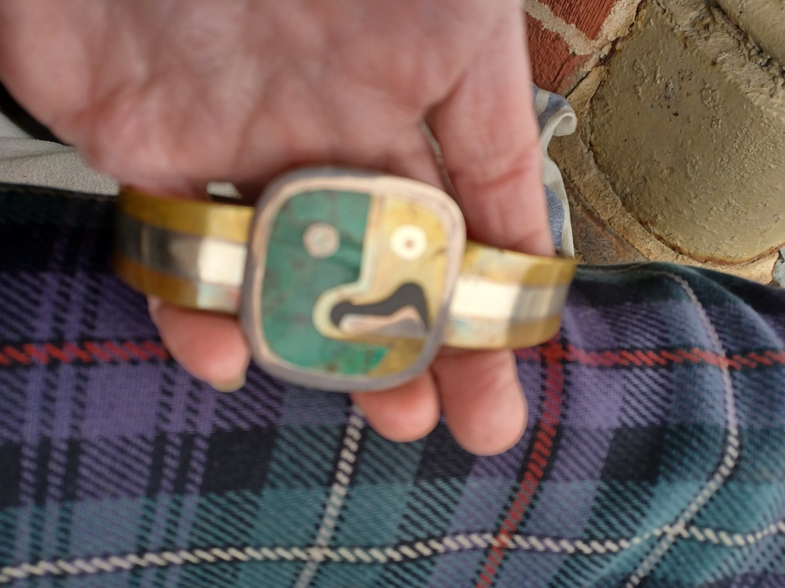 VINTAGE MODERNIST LOS CASTILLO METALES MEXICAN MIX METAL SILVER PARROT BRACELET