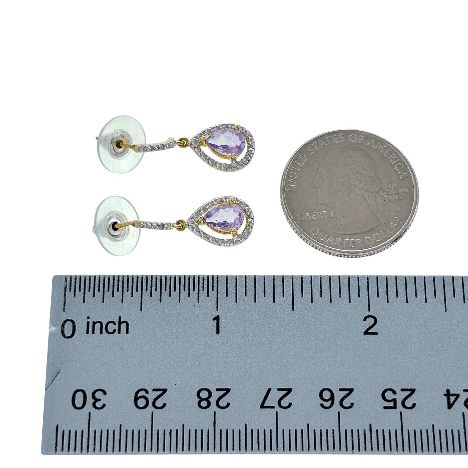 JBX Sterling Silver Gold Plate Purple Amethyst Diamond Accent Dangle Earrings