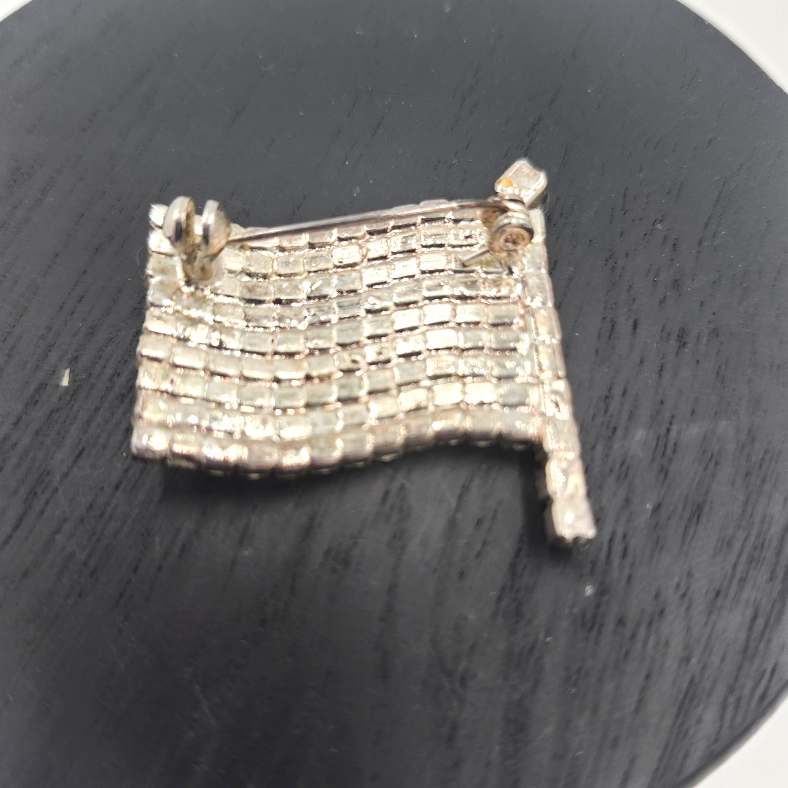 Rhinestone USA American Flag Gold Brooch PIN Stars and Stripes Red White Blue