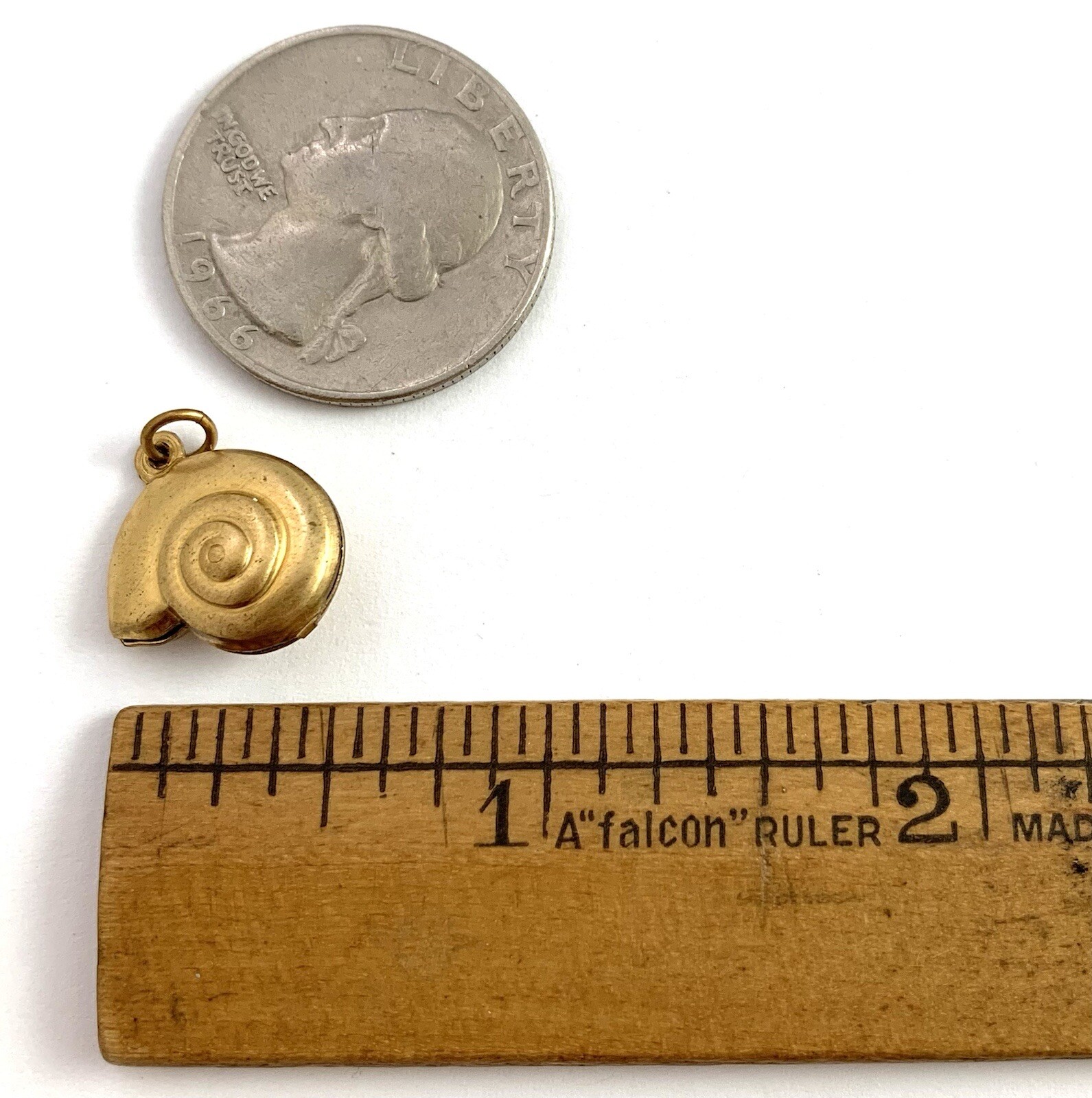 Vintage Charm Seashell Nautilus Snail Shell Brass Metal Pendant Beachy Jewelry