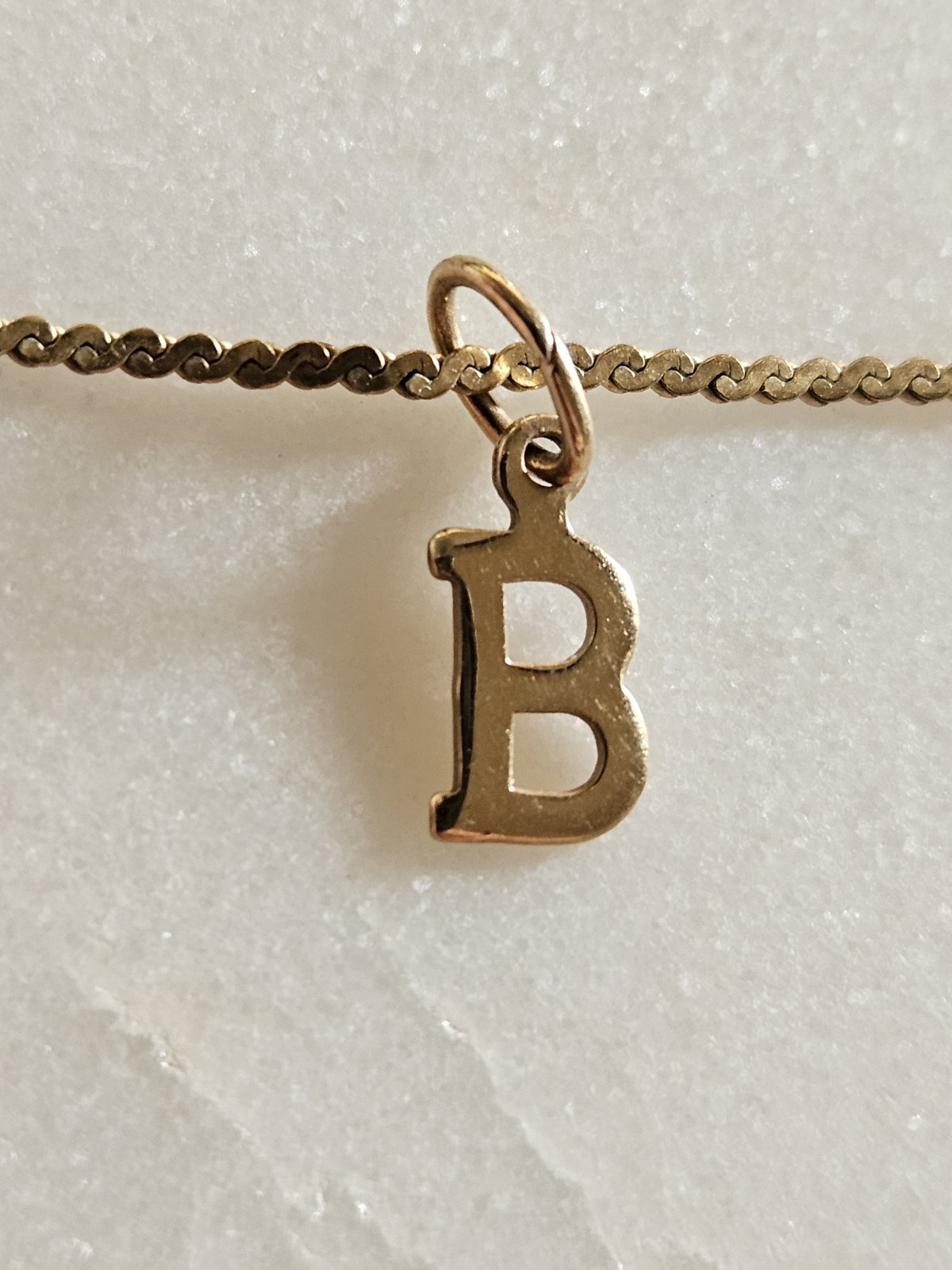 12KT Gold Filled Necklace With 14Kt Yellow Gold B Letter Initial Pendant