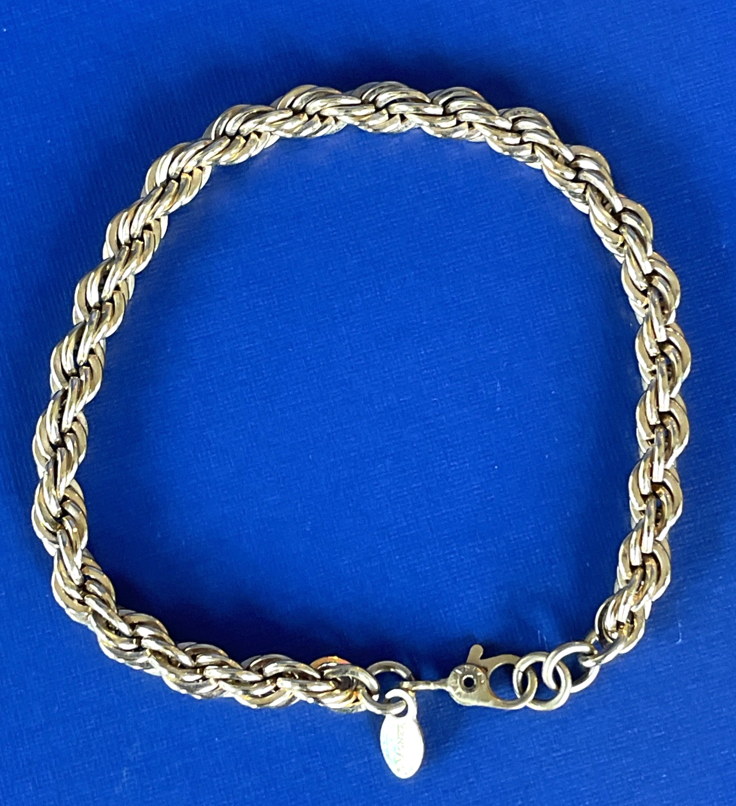 Vintage Monet Gold Tone Rope Chain Sister Clasp Bracelet 7”