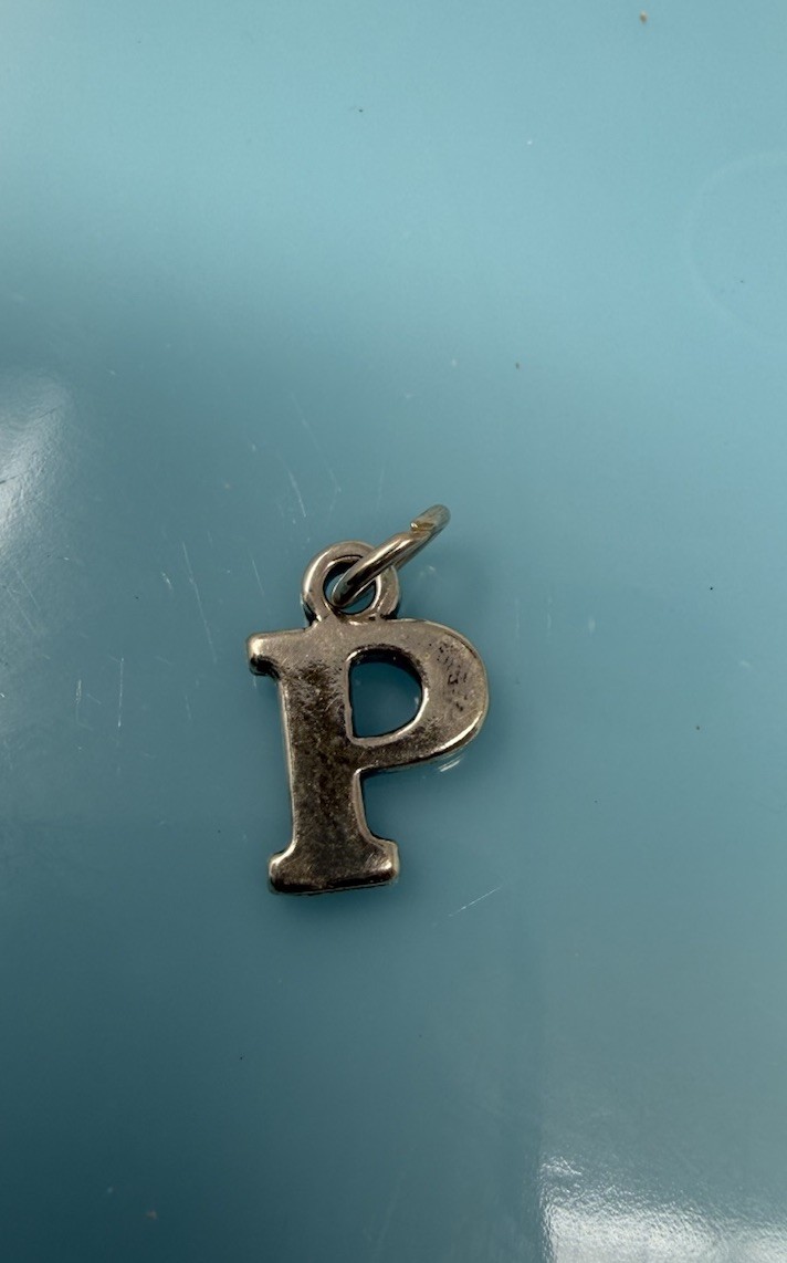 SJC Alphabet Sterling Silver Capital P “P” Letter Initial Charm 1.9g