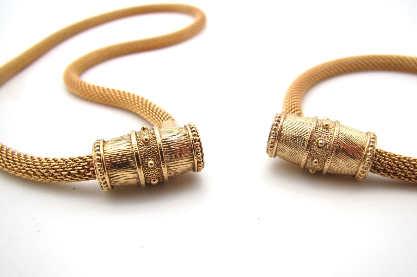 Vtg? Gold Tone Woven Mesh Chain Necklace & Bracelet w/Ornate Clasp