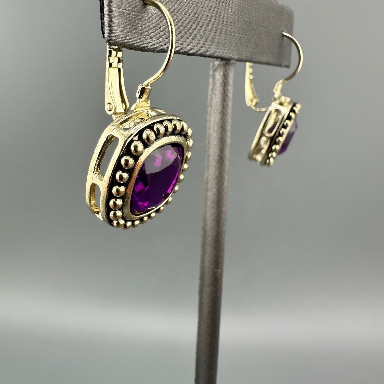 Vintage Rhinestone Earrings Lot Leverback Wingback Purple Red Silver Gold Tone