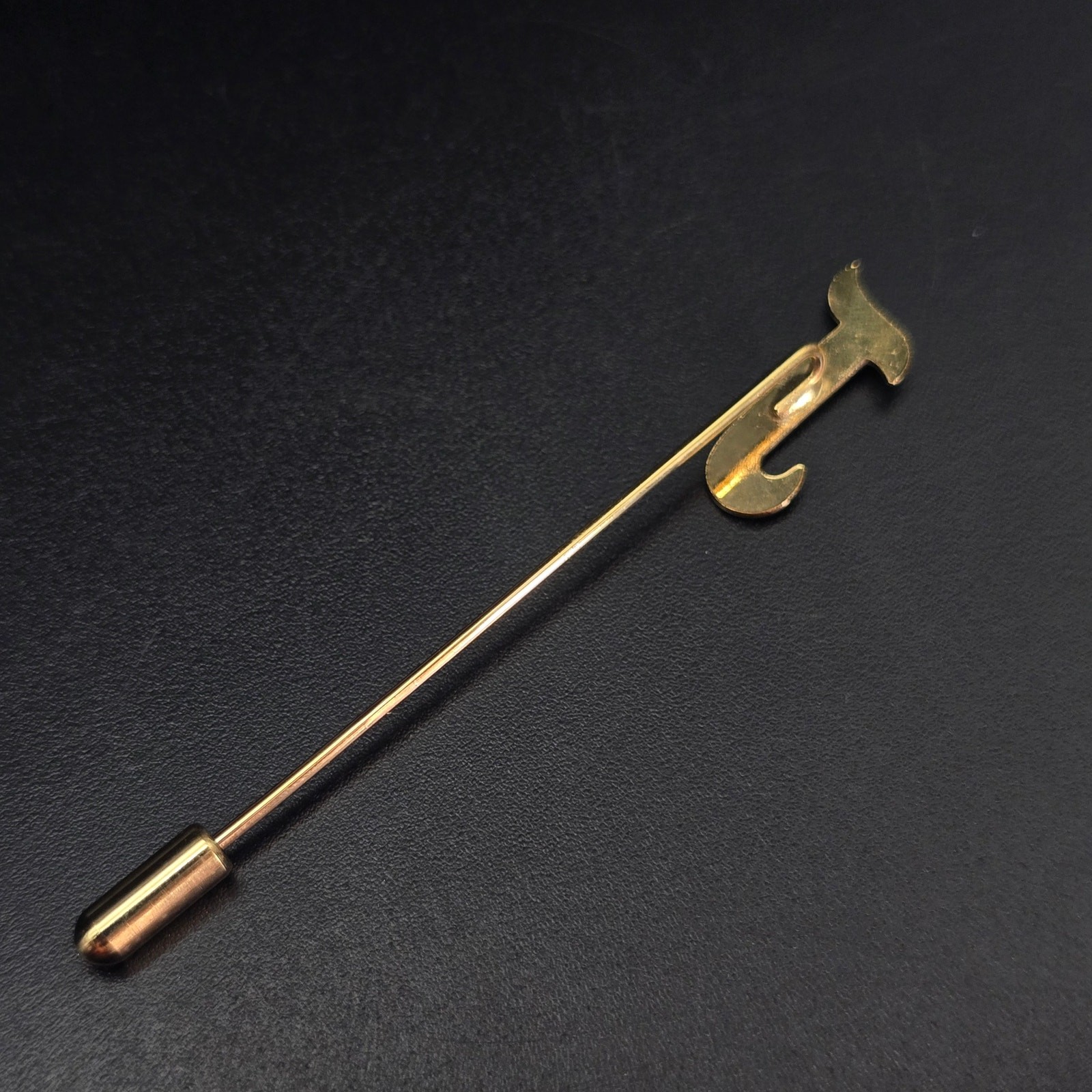 Vintage Gold Tone Letter J Initial Stick Pin Timeless Classic New Old Stock