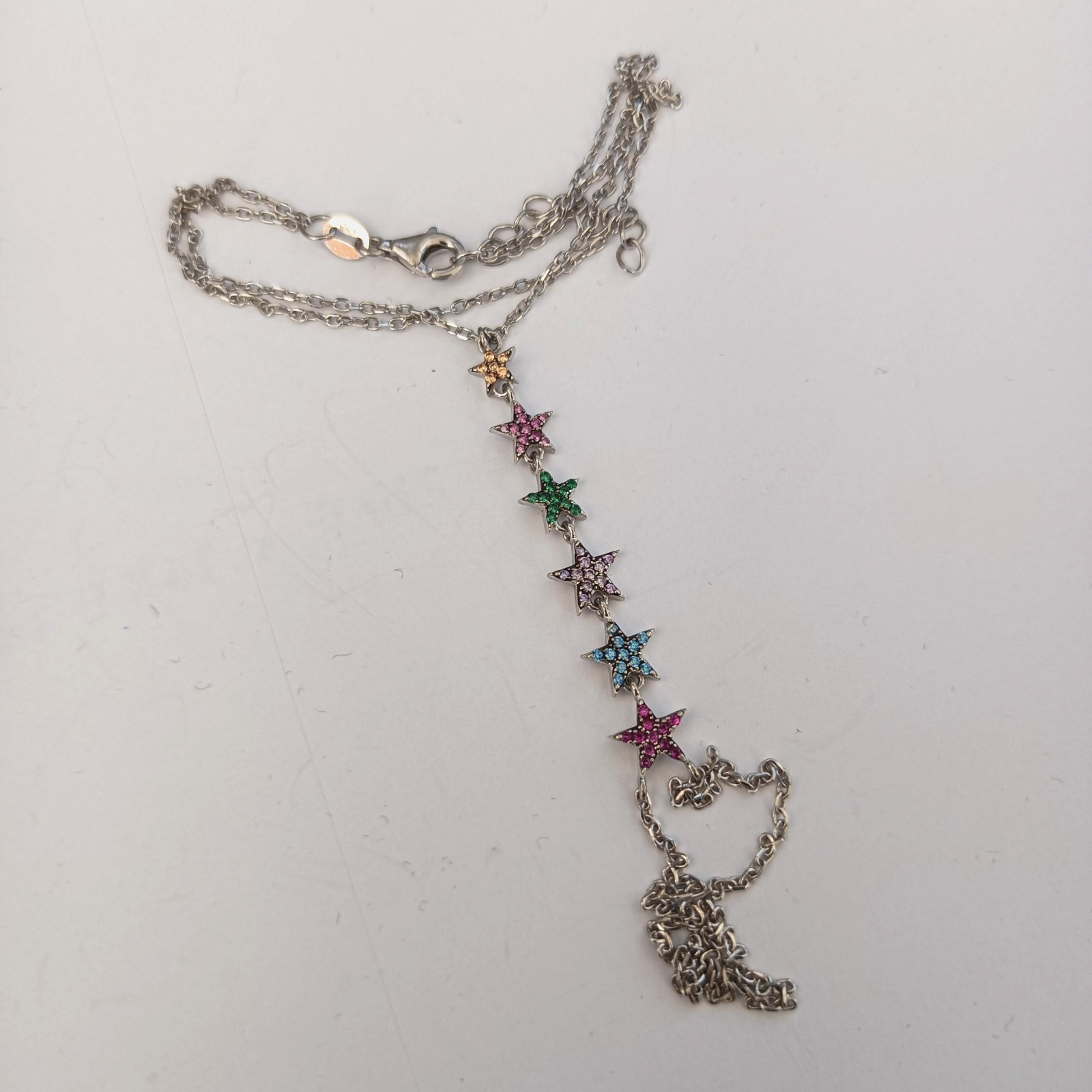 Hand Chain Bracelet Sterling Silver Slave Bracelet Ring Connected Stars Crystals