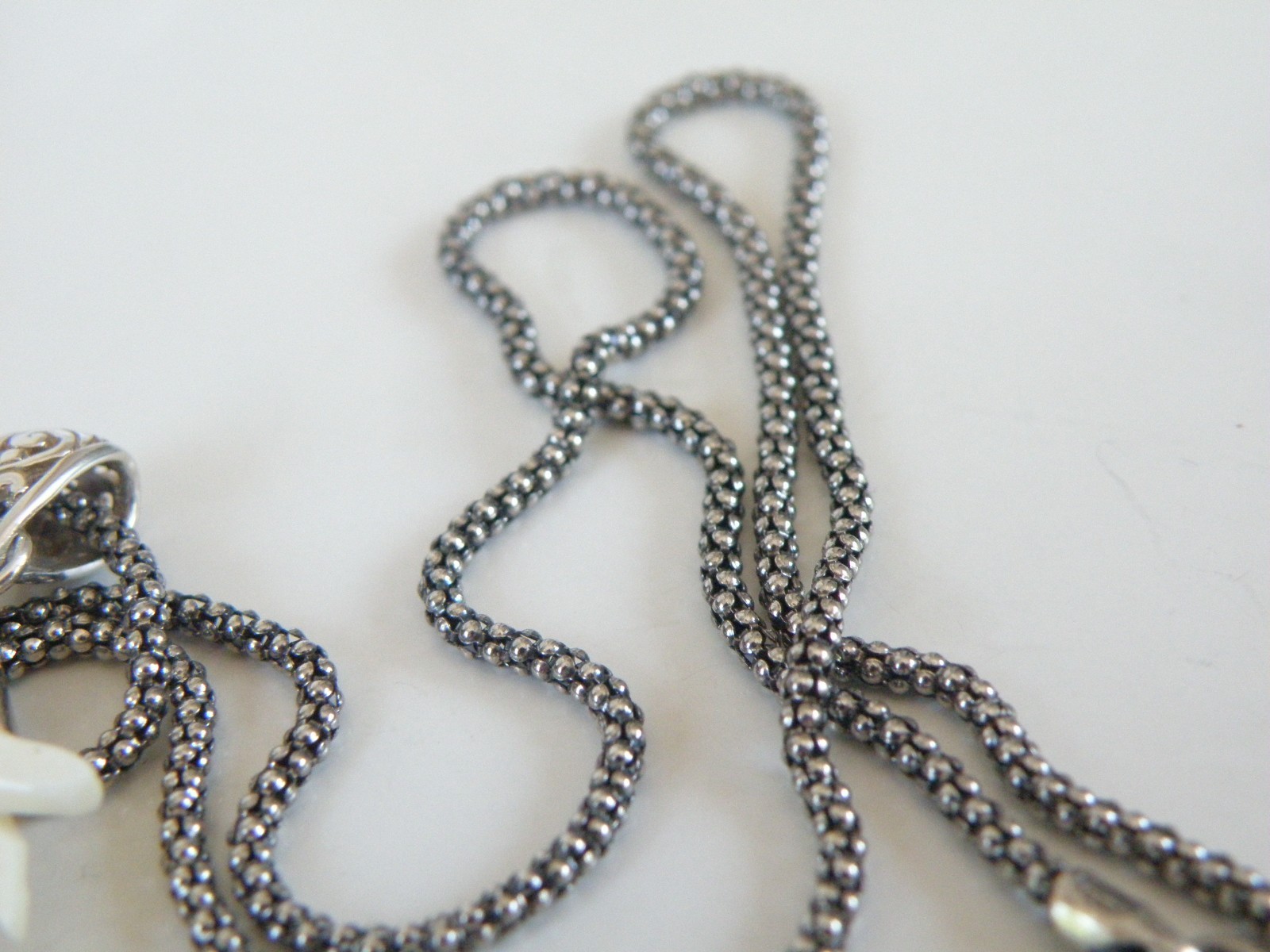 Huge Samuel B Carved CZ Dragon Statement Pendant Popcorn Mesh Necklace