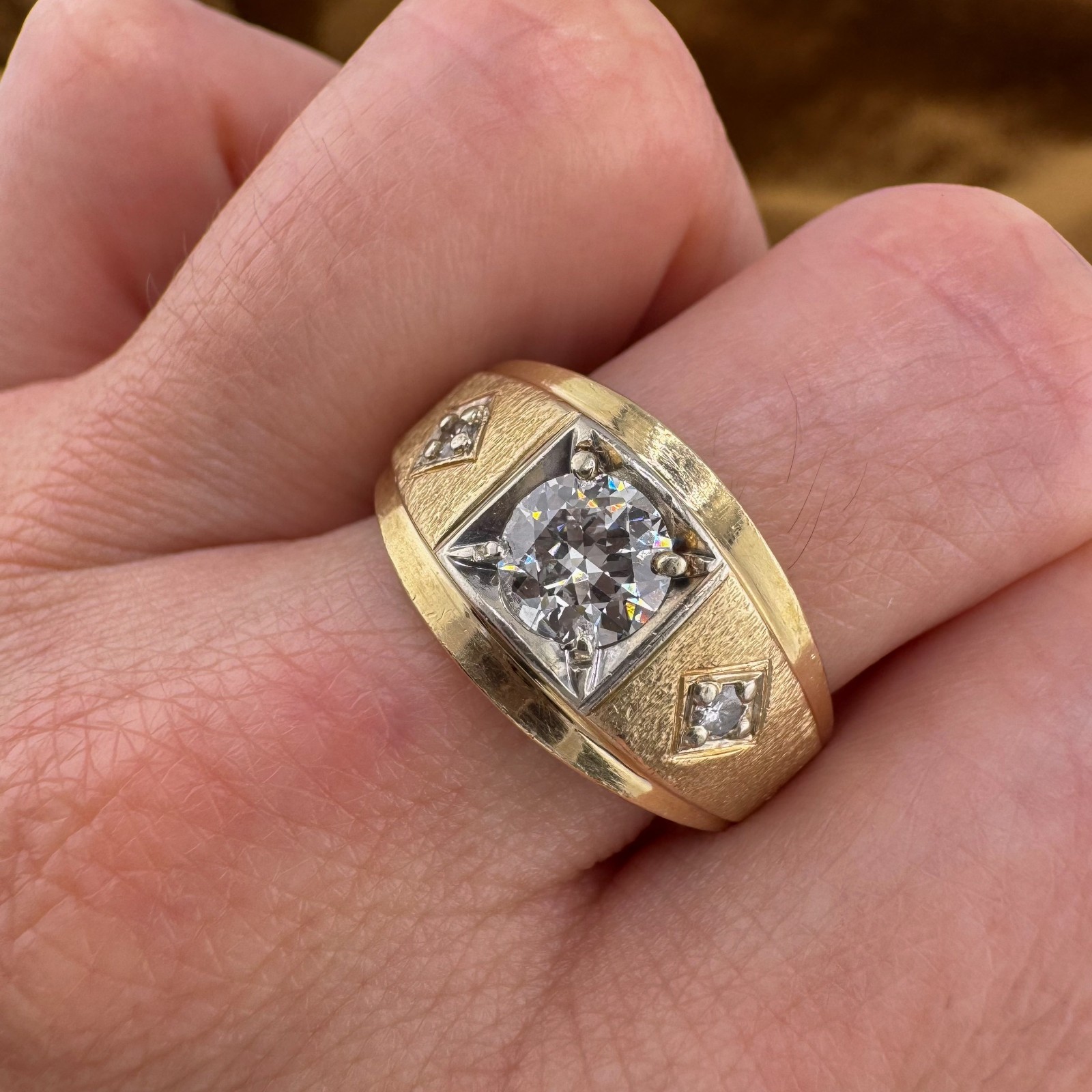 Vintage Circa 1950s–1960s 14K Yellow Gold 0.80ct Old European Cut Diamond Ring
