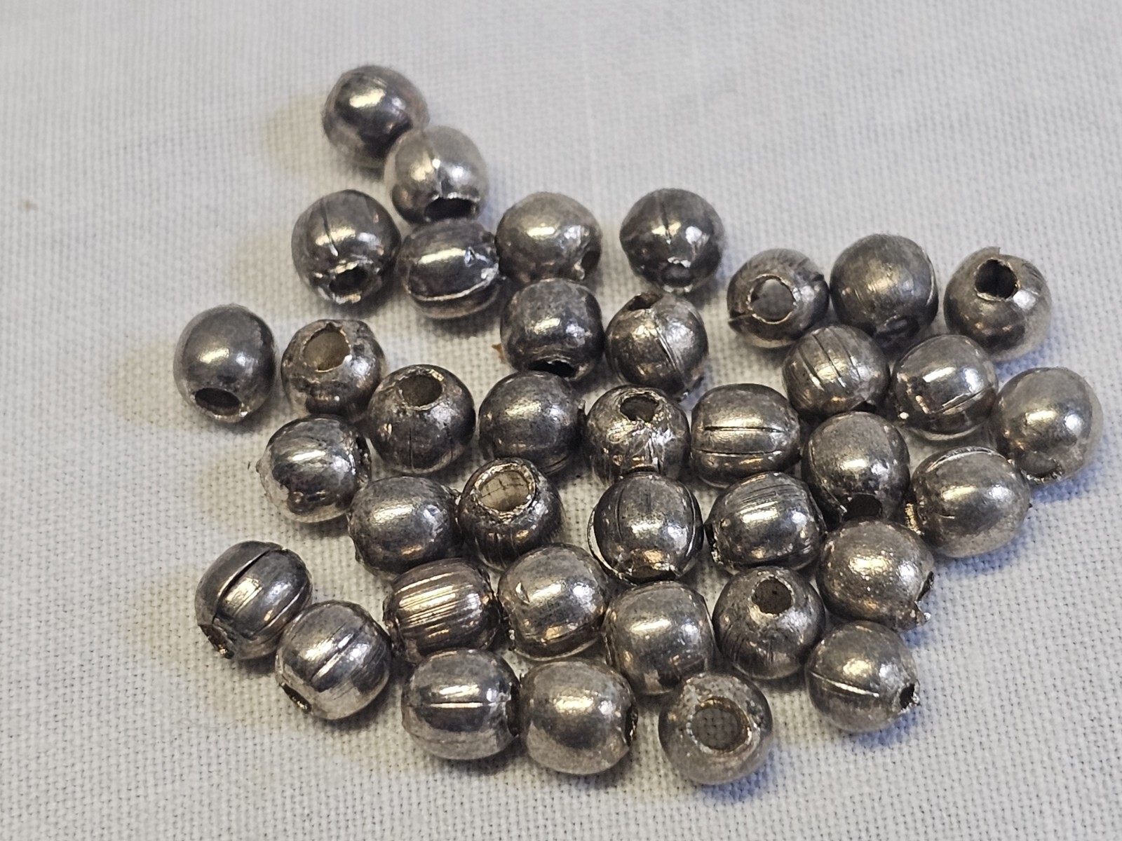 Vintage Jewelry Making Set Pearl String Kit Small-Large Metal Beads Silver Heart