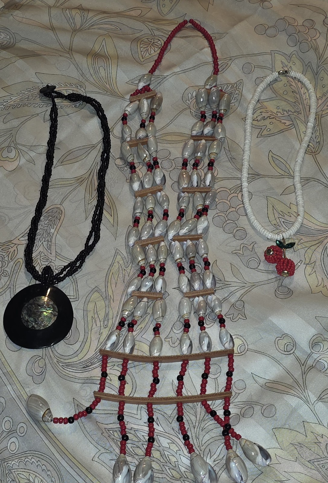 Vintage Unique Beaded Seashell And Puka Shell Jewelry 3 Necklace