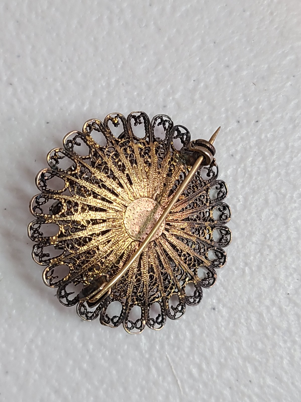 Art Deco Gold Washed Silver Cannetille Filigree Pin Vintage