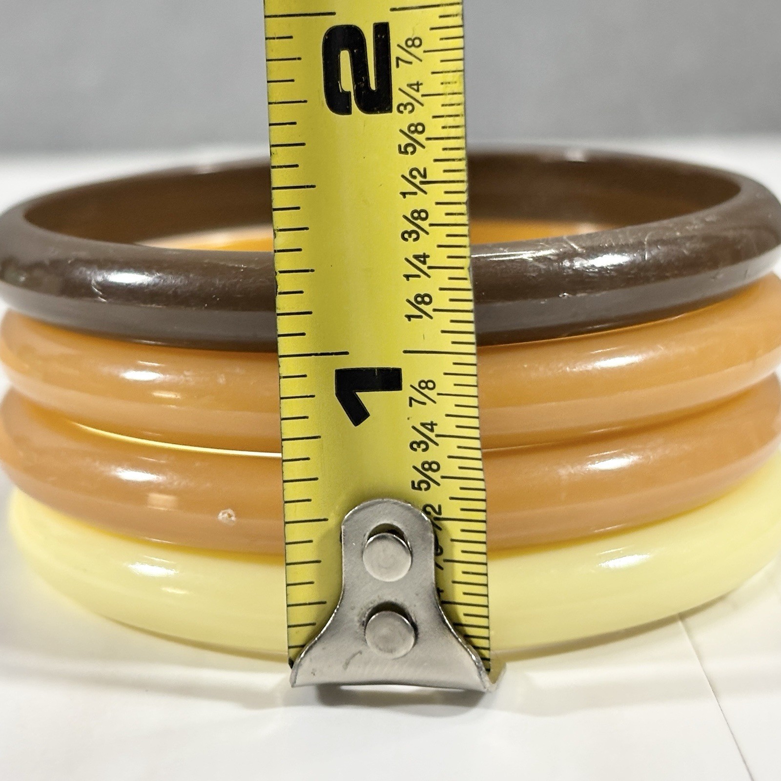 5 Lot Vintage Chunky Spacer Bangle Bracelet Boho Earthtones Stack Acrylic Enamel