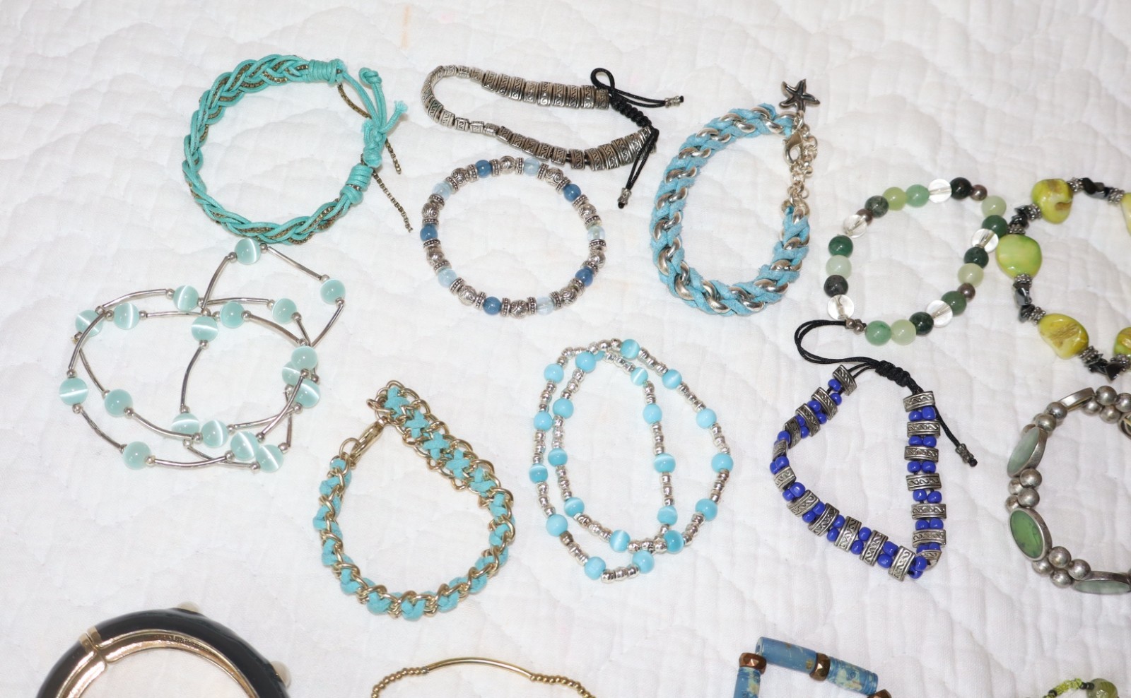 Mix Jewelry BRACELETS 66+ pc Lot, 3 Lbs,wearable, some with semi-precious stones