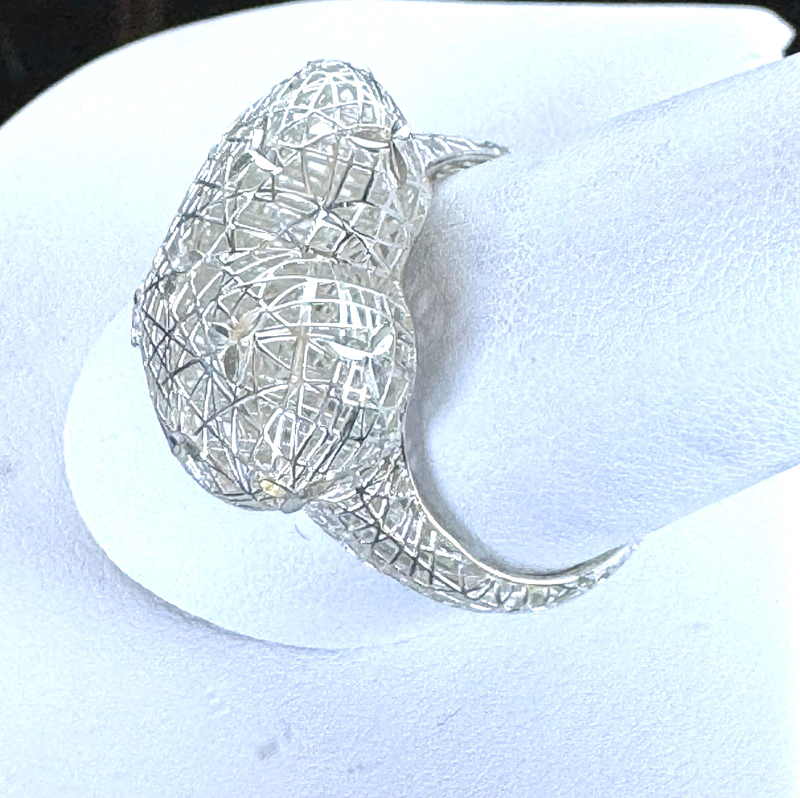 Vintage DBJ 925 Sterling Silver Filigree Puffy Heart Ring Size 10