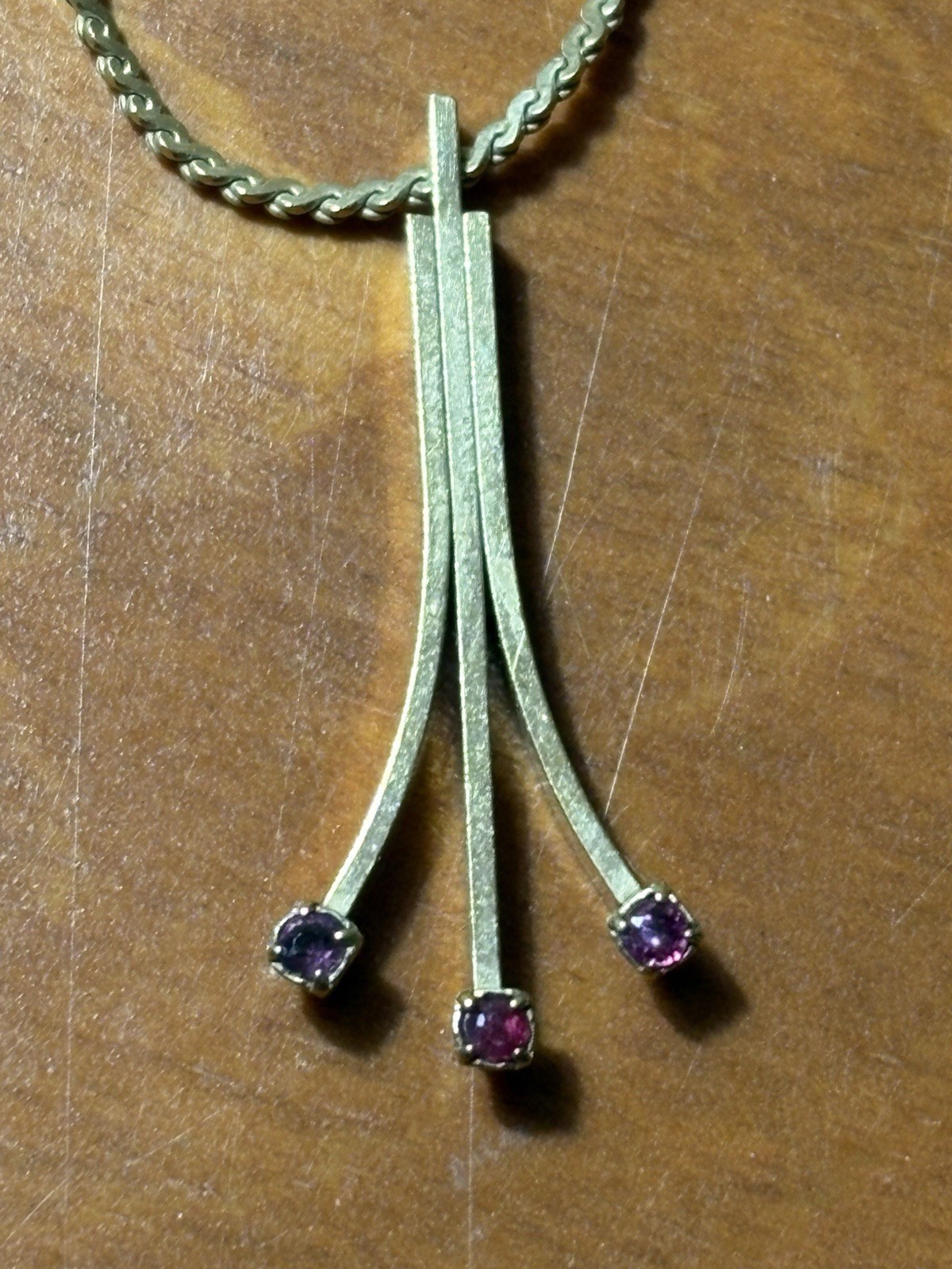 Vintage Avon 1978 1/20 14K Gold Filled 17” Ruby Pendant Necklace Signed
