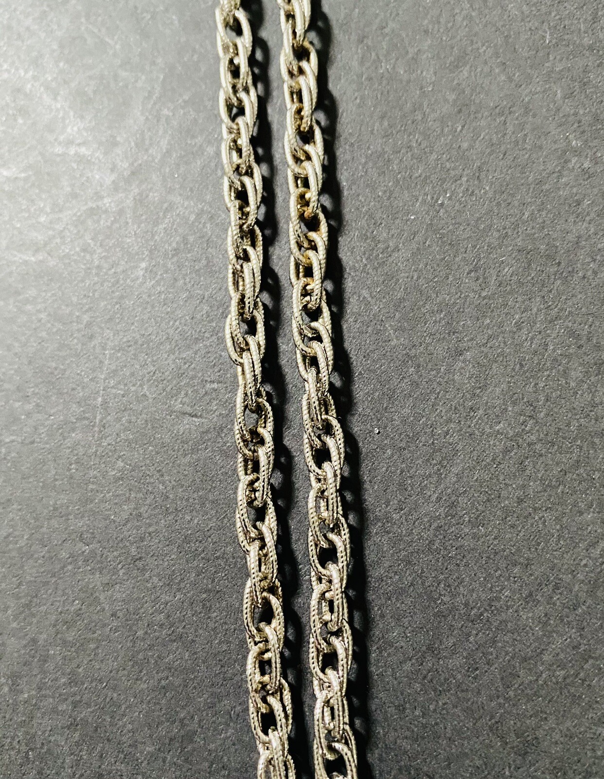 Vintage Unisex MONET Signed Silver Spiga Wheat Link Long Fashion Necklace 27”