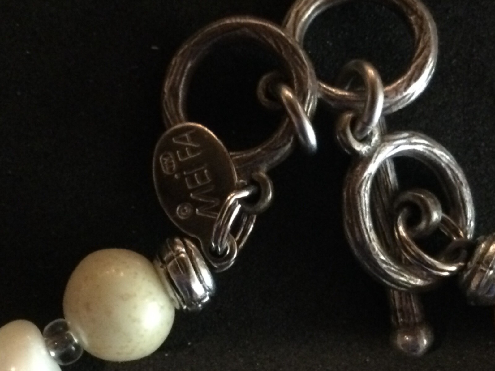 Unique Mei Fa Different Shapes & Sizes Ivory Colored Beads & Stones Necklace 16”