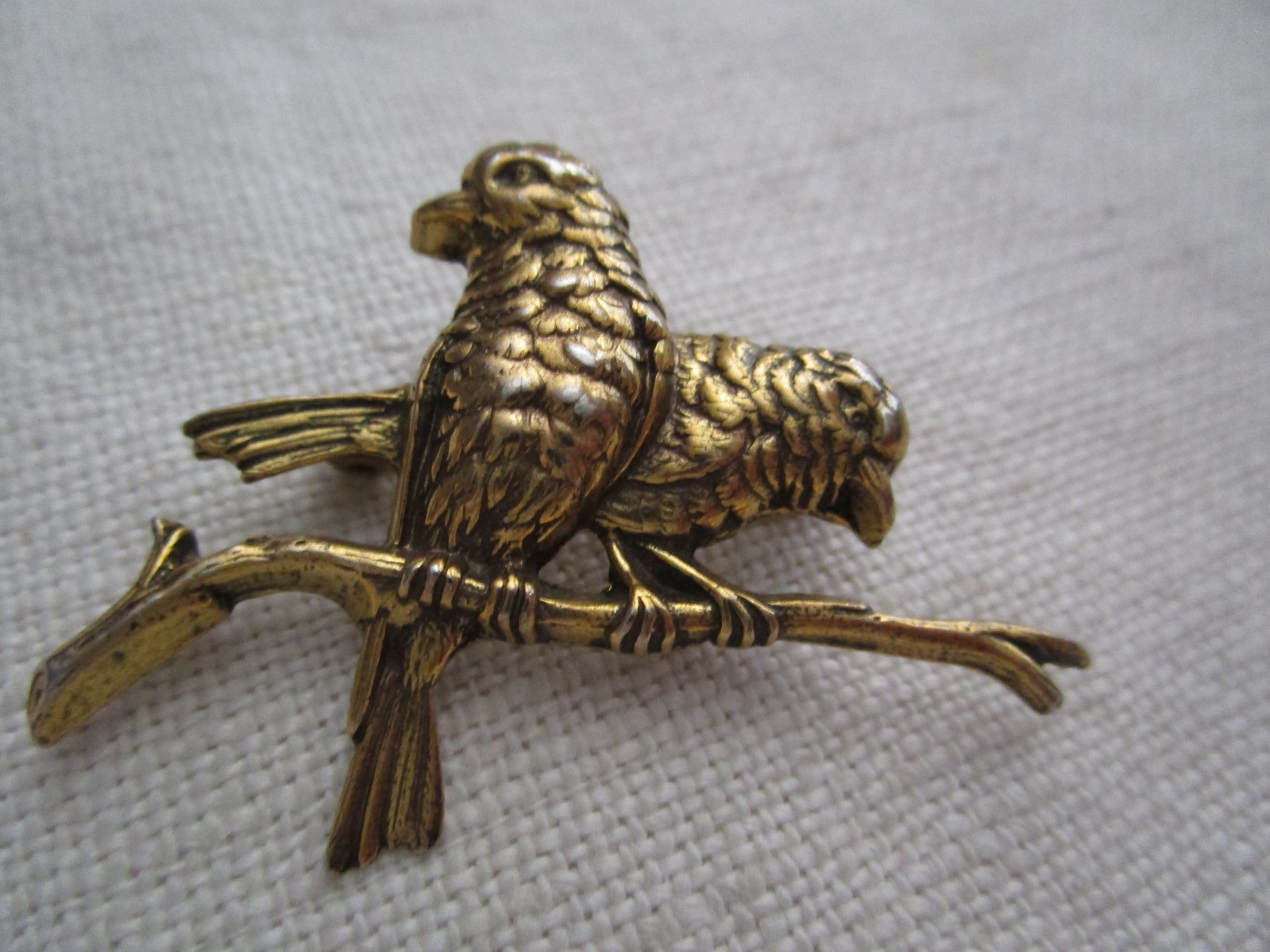 VTG signed ZENTALL gold tone 2 birds on branch Brooch JL25-30