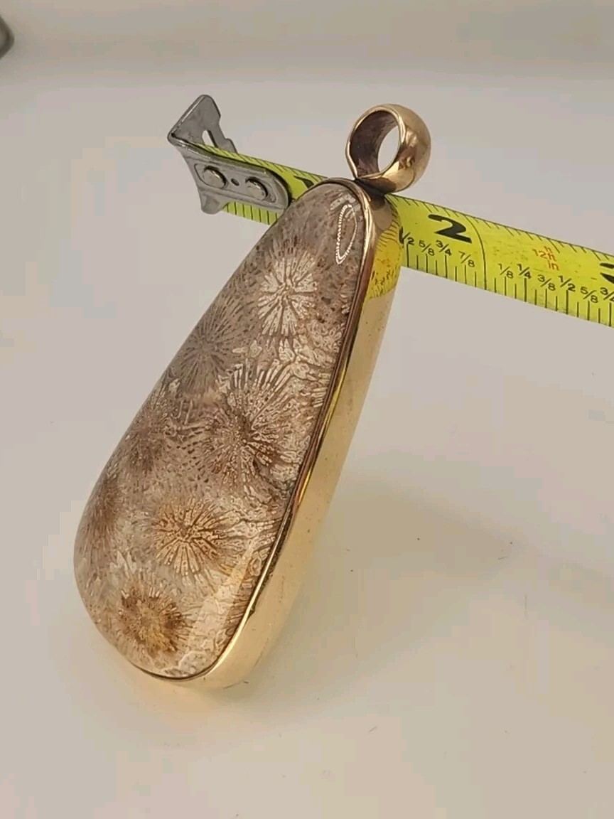 STEPHEN DWECK Large Vintage 2002 Fossil Coral Stone Bronze Pendant. Unique