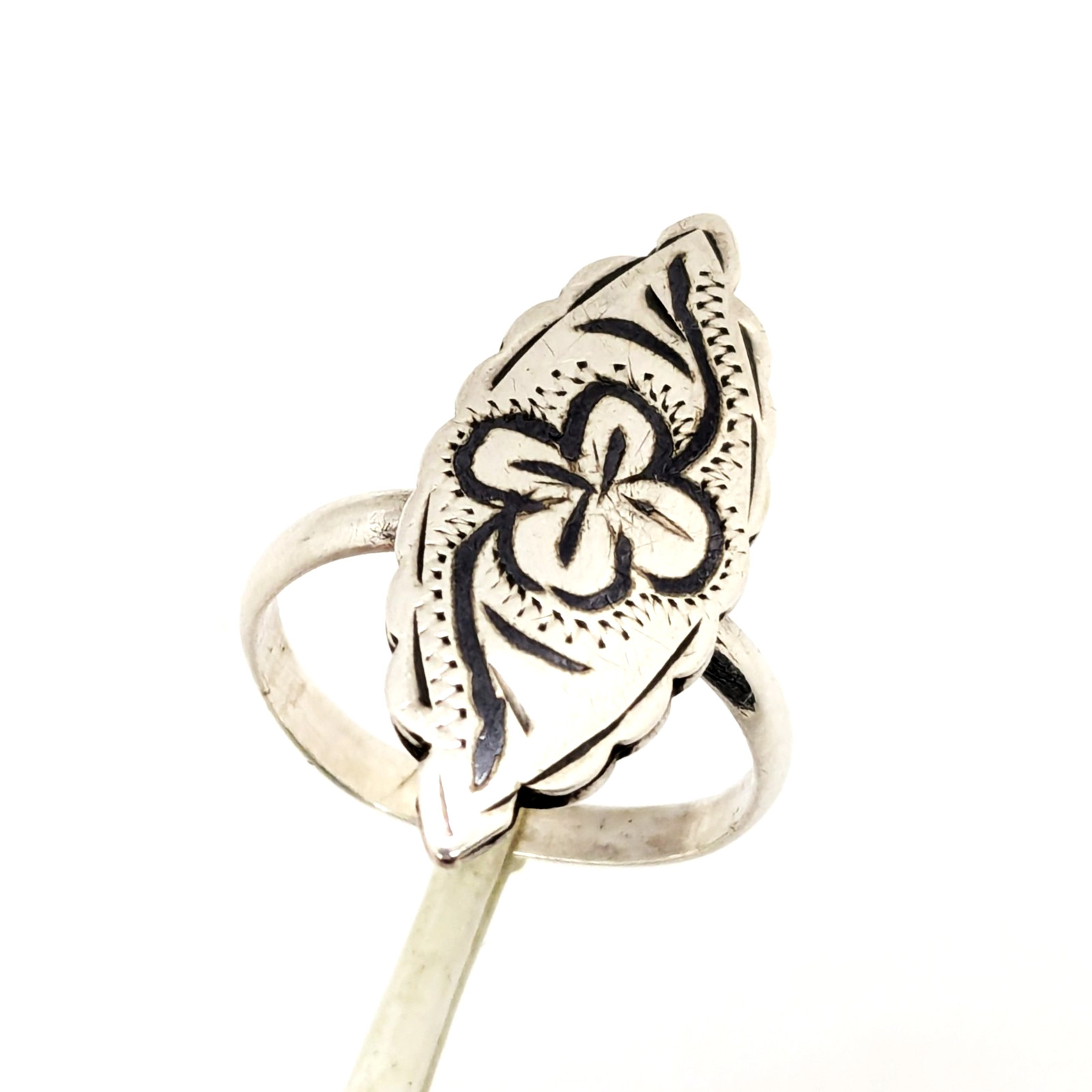 Vintage RING Silver⭐️925 stamp Star USSR with Blackening -size: 7US (17.5mm) #20