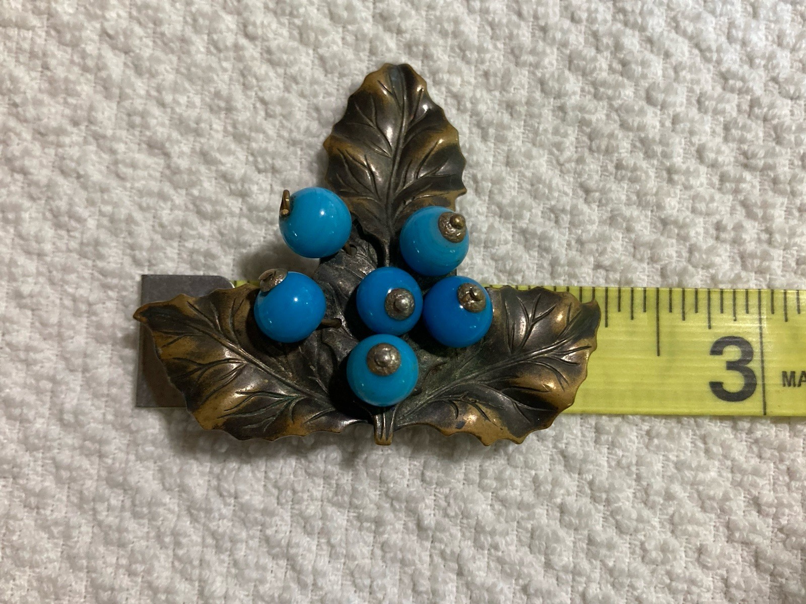 Early Miriam Haskel Unsigned Layered Maple Leafs/Wired On Glass Berries Pre 1947