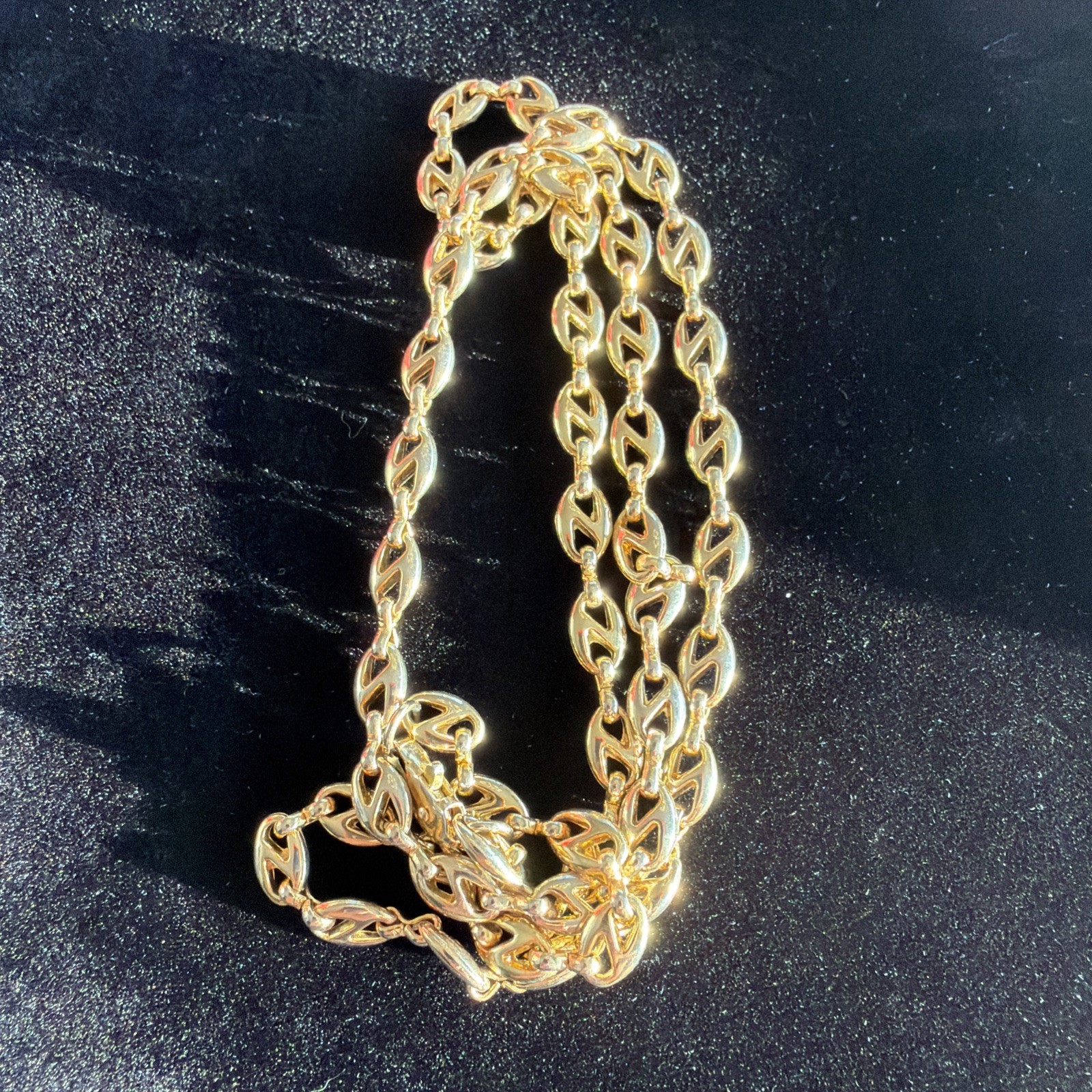 Mariner Anchor Chain Necklace Vintage Classic Preppy Jewelry Gift 24” Gold Tone