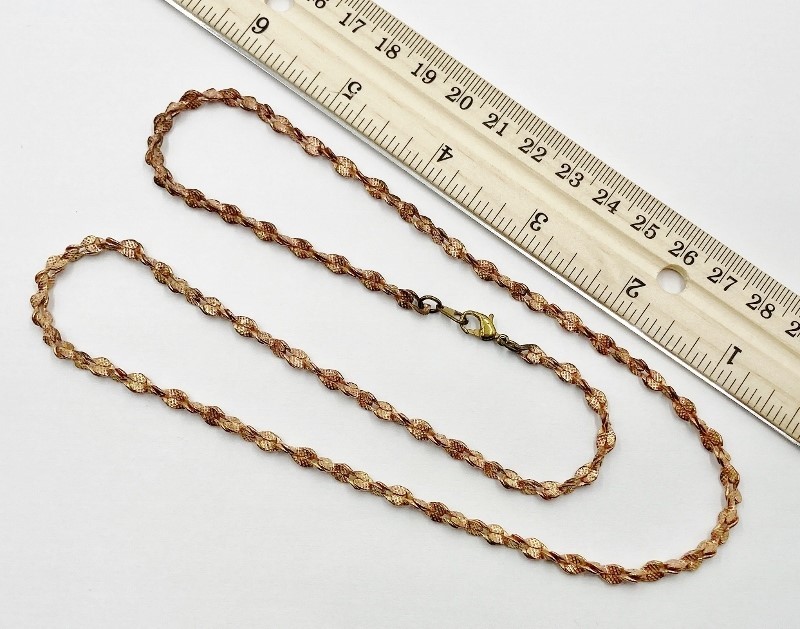 Vintage Rose Brass Twisted Hammered Double Cable 4mm. Chain 24″ Necklace W804