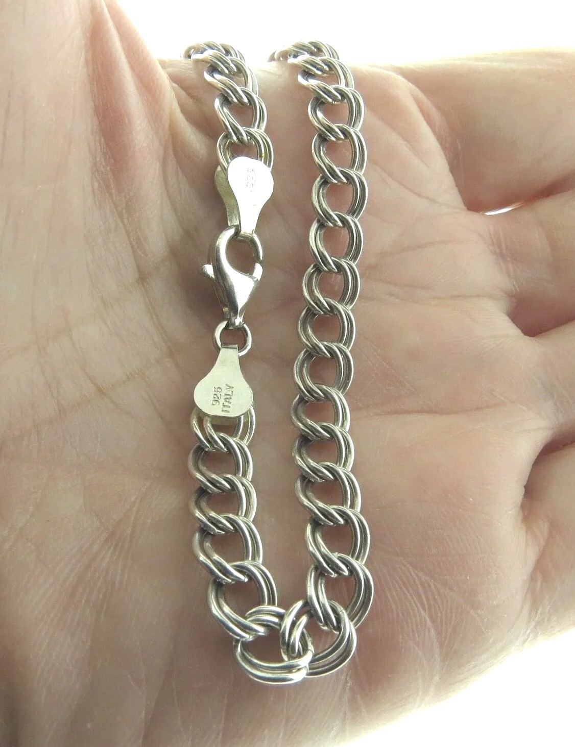 925 Double Loop Starter Charm Bracelet 6mm 7.25″