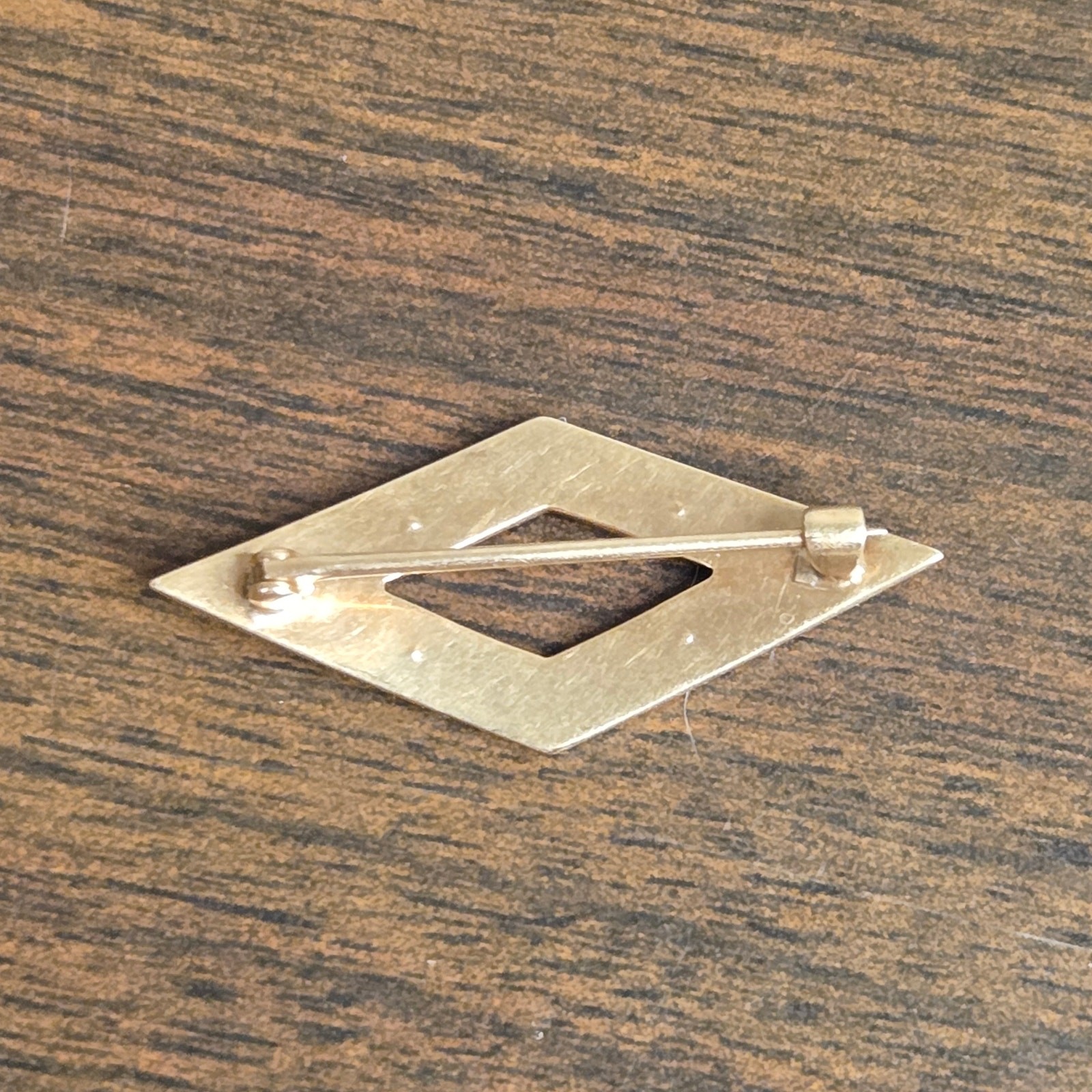 Antique Art Deco 10K Yellow Gold Seed Pearl Lozenge Brooch Pin 1920s