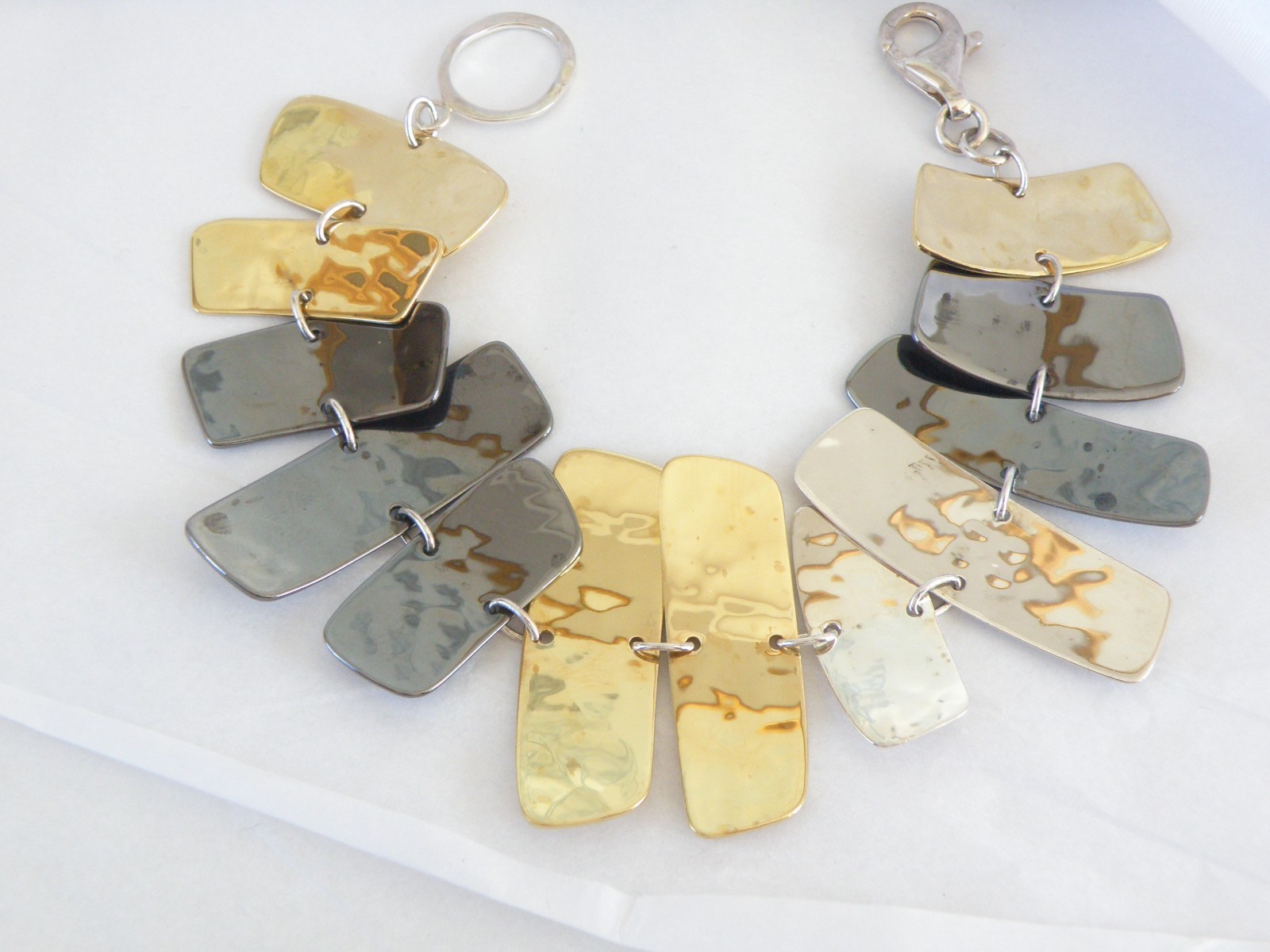 RLM Studio 925 Sterling Silver 925 Mixed Metal Modernist Statement Bracelet 8″