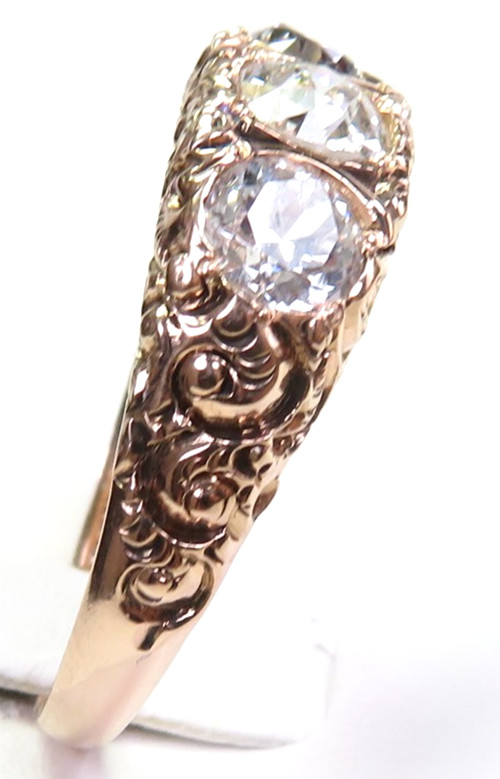 Antique 1920’s European Diamond Engagement Ring 10K Rose Gold 9 UK-R1/2 EGL USA