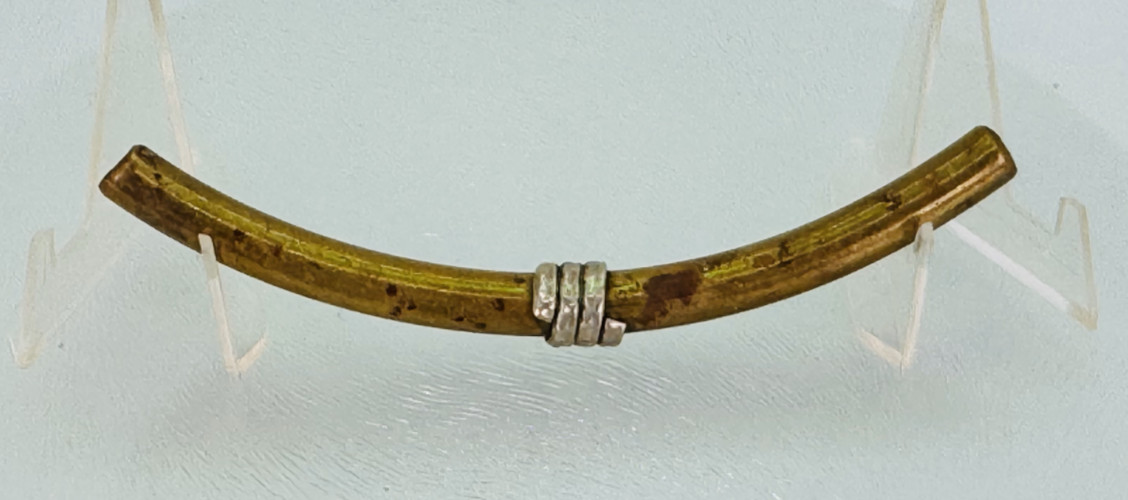 Vintage Handmade 1980s Brass & Silver Sliding Tube Pendant * Duo-Tone Elegance