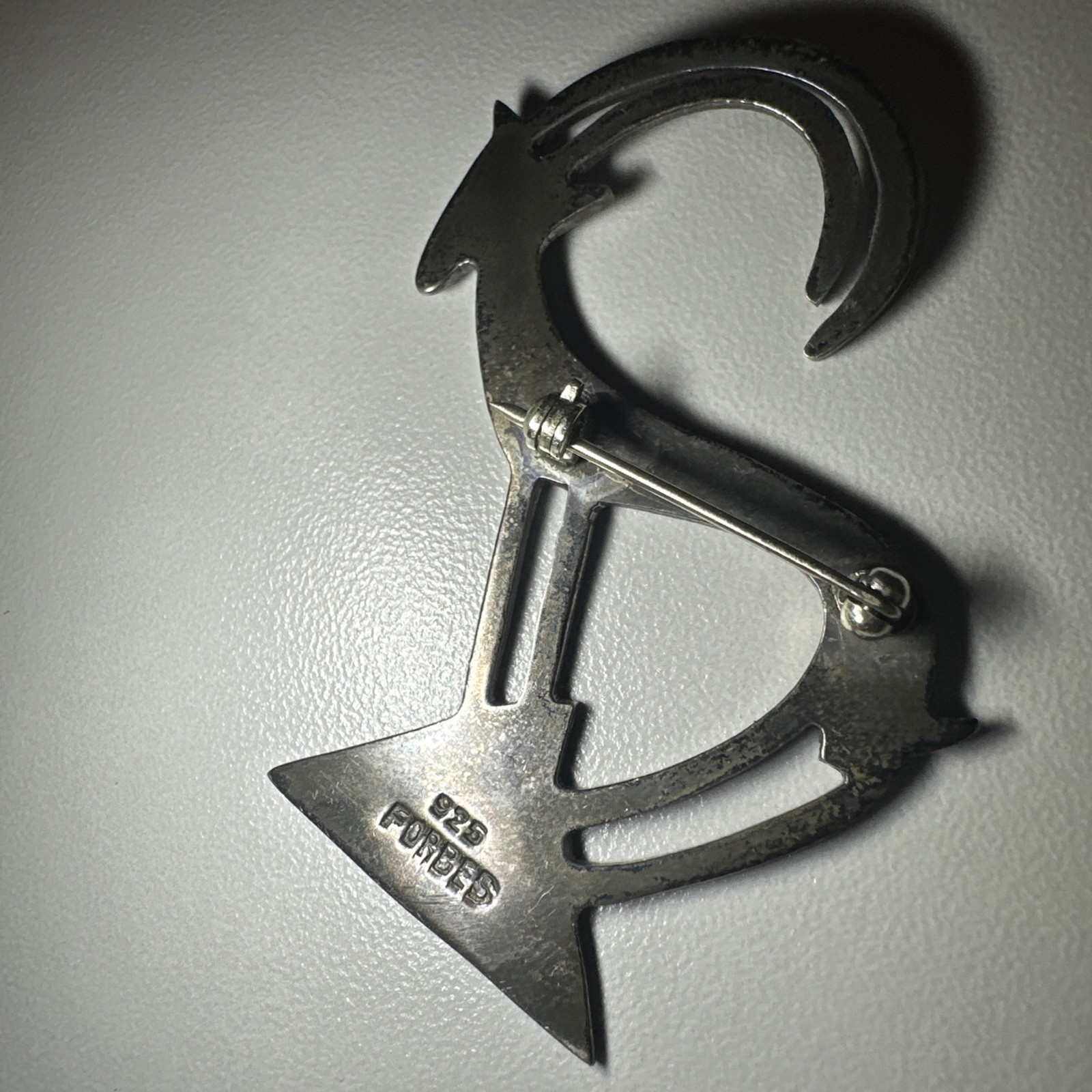 Vintage Modernist Ram Goat Brooch Pin Forbes Sterling Silver Antelope 2”