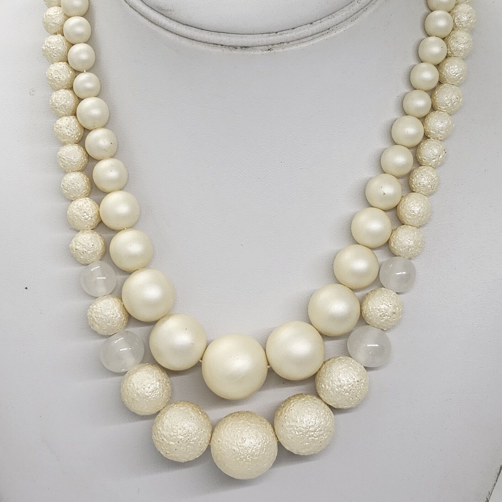 Vintage Multistrand Off White Beaded Necklace Japan