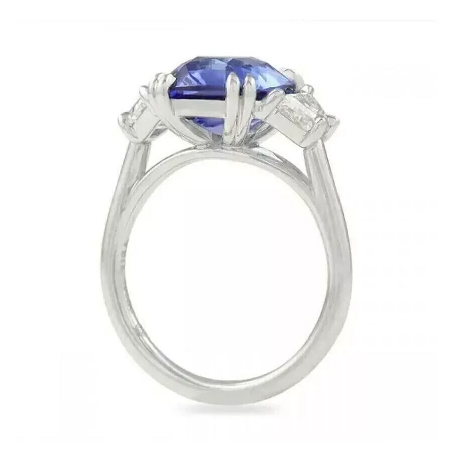 3.0Ct Lab-Created Diamond & Blue Sapphire Solitaire Engagement Ring 925 Silver